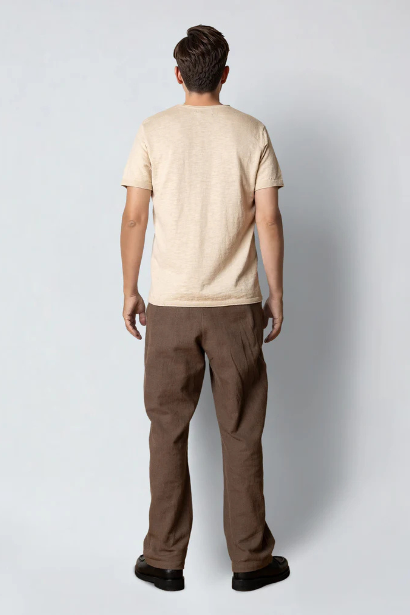 THOMAS KNITTED STRIPE T-SHIRT - ECRU