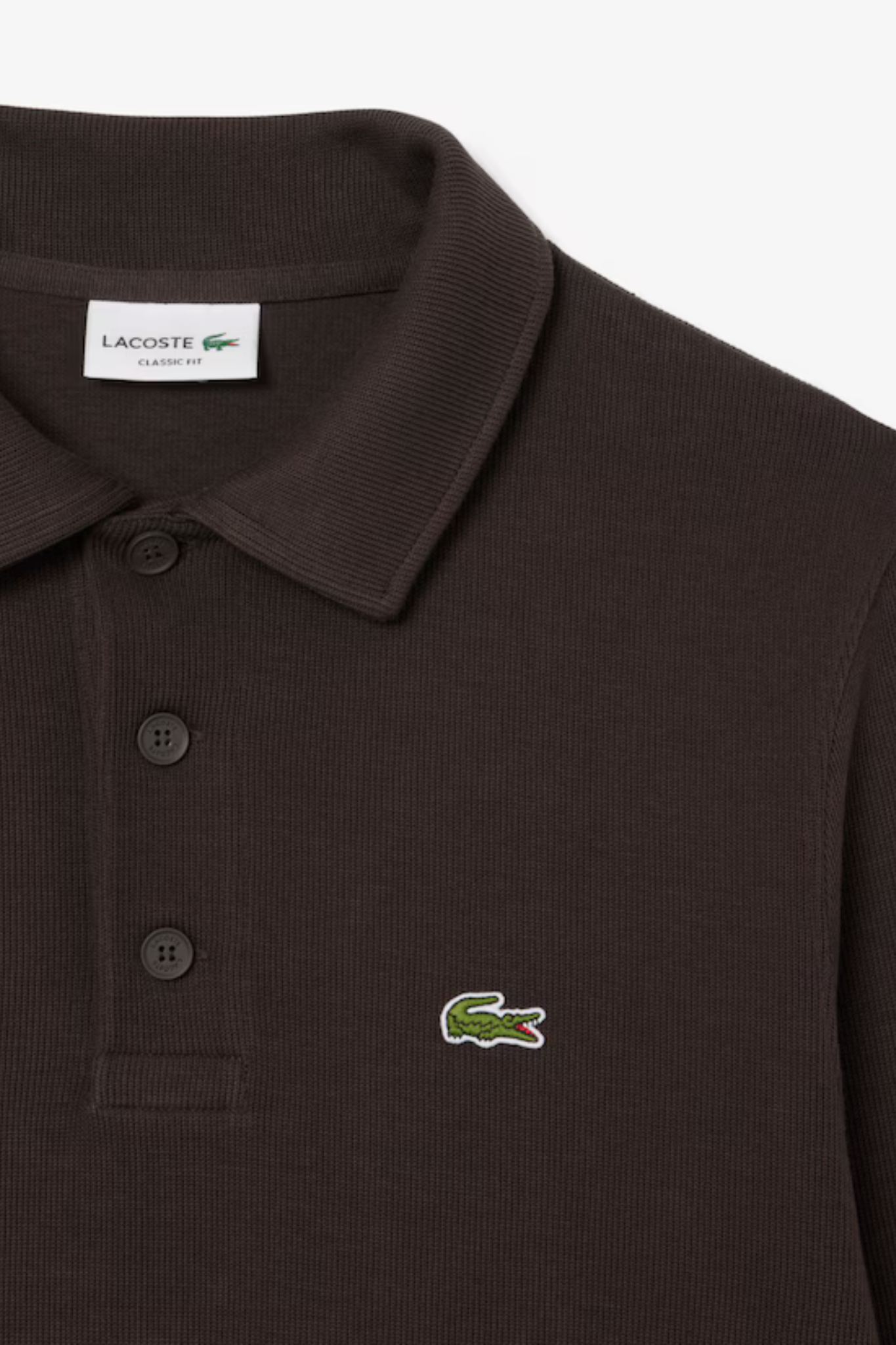 RIBBED WITH POLO COLLAR SWEATSHIRT - BROWN