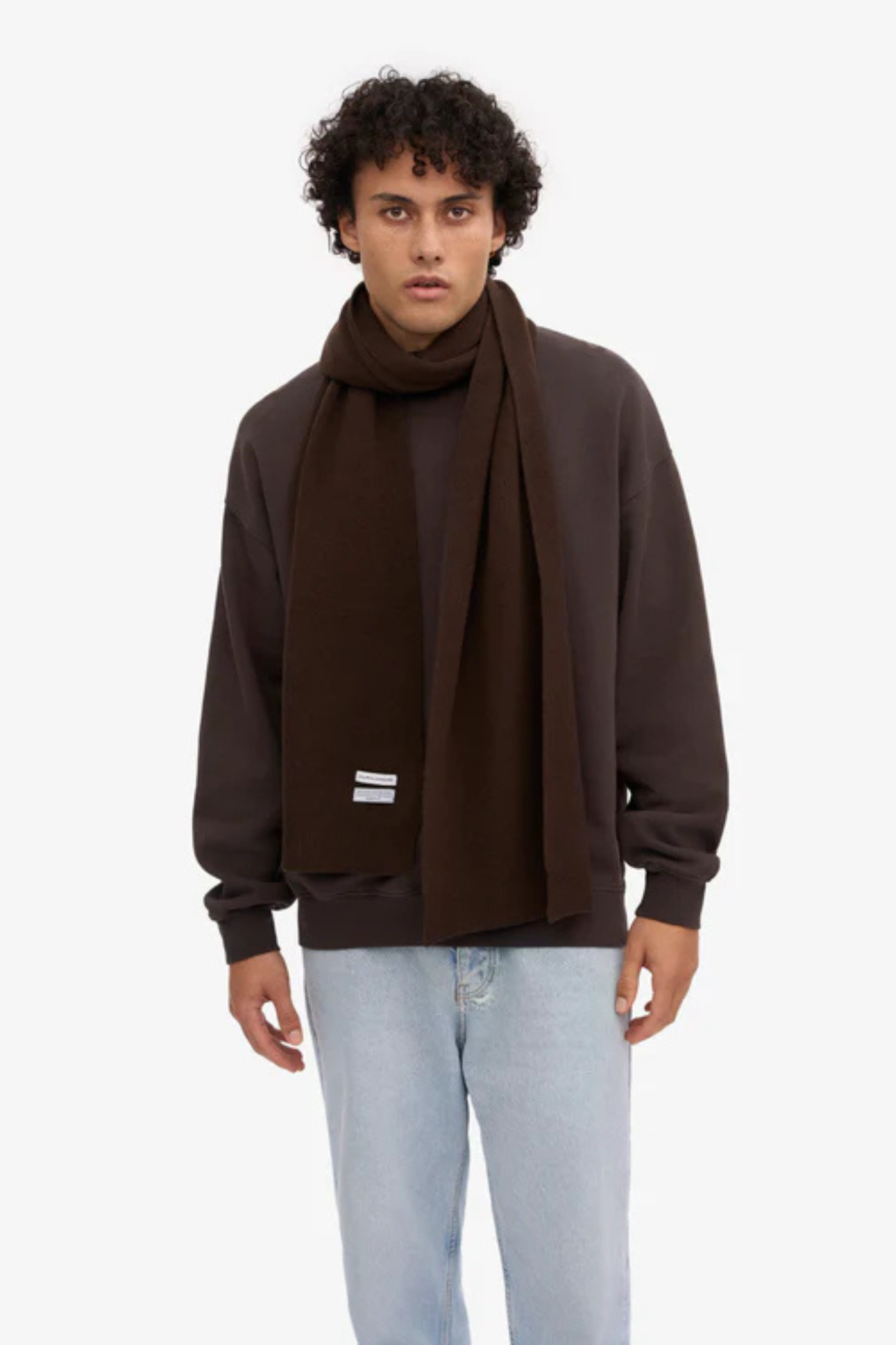 MERINO WOOL SCARF - COFFEE BROWN