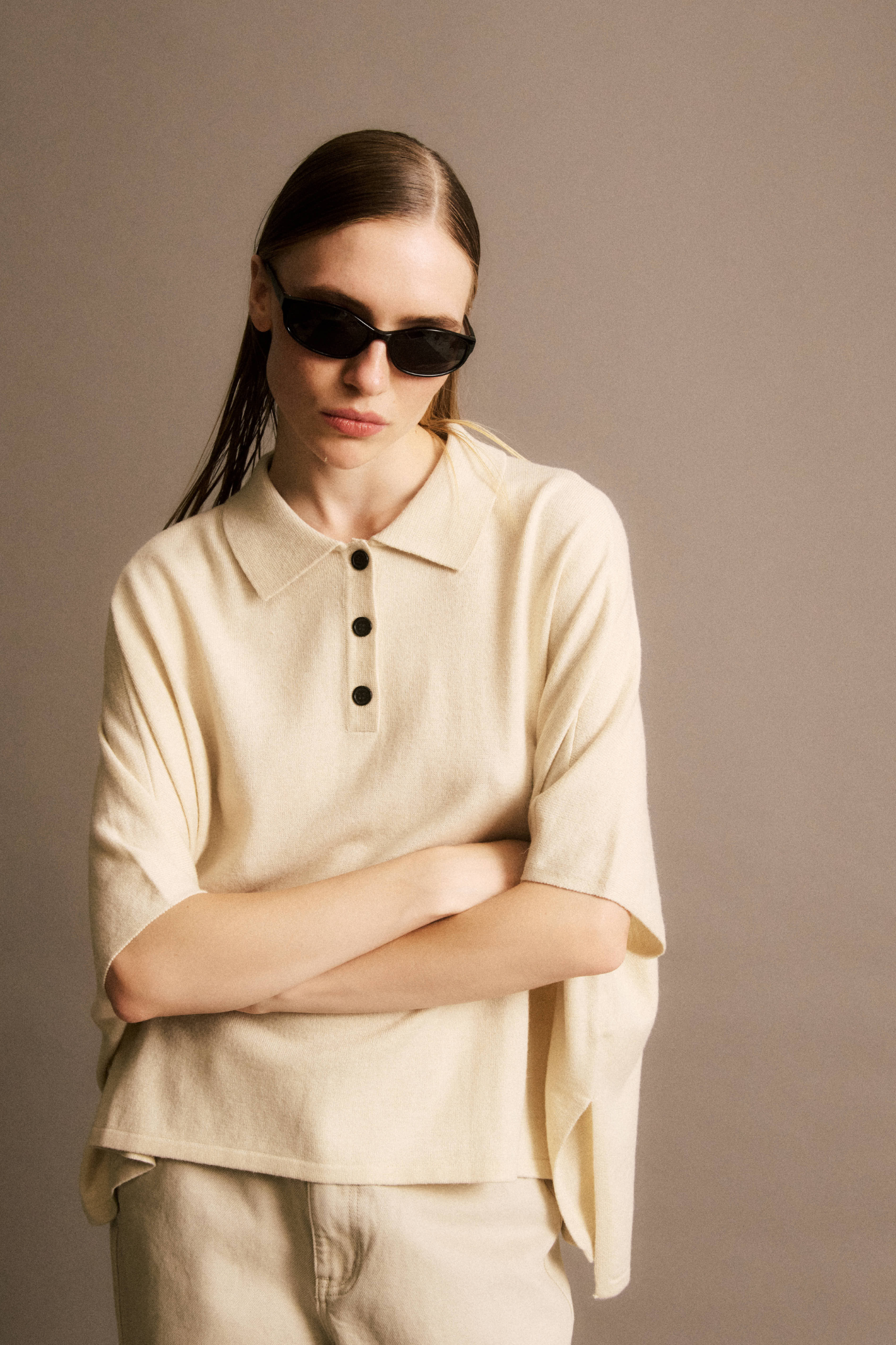 KARL POLOSHIRT - BEIGE