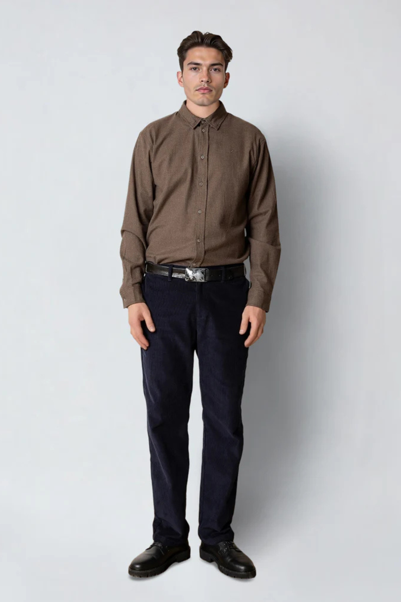 RUSSEL FLANNEL SHIRT - BROWN MELANGE
