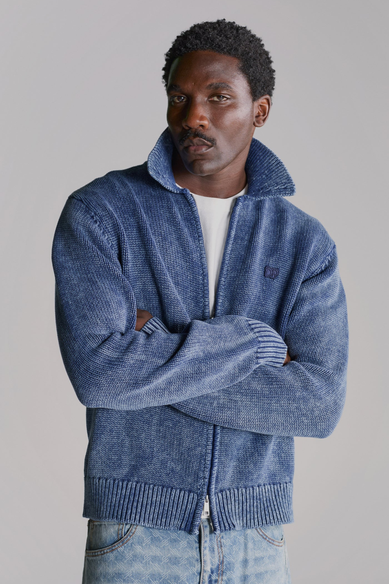 INDIGO KNIT CARDIGAN - INDIGO