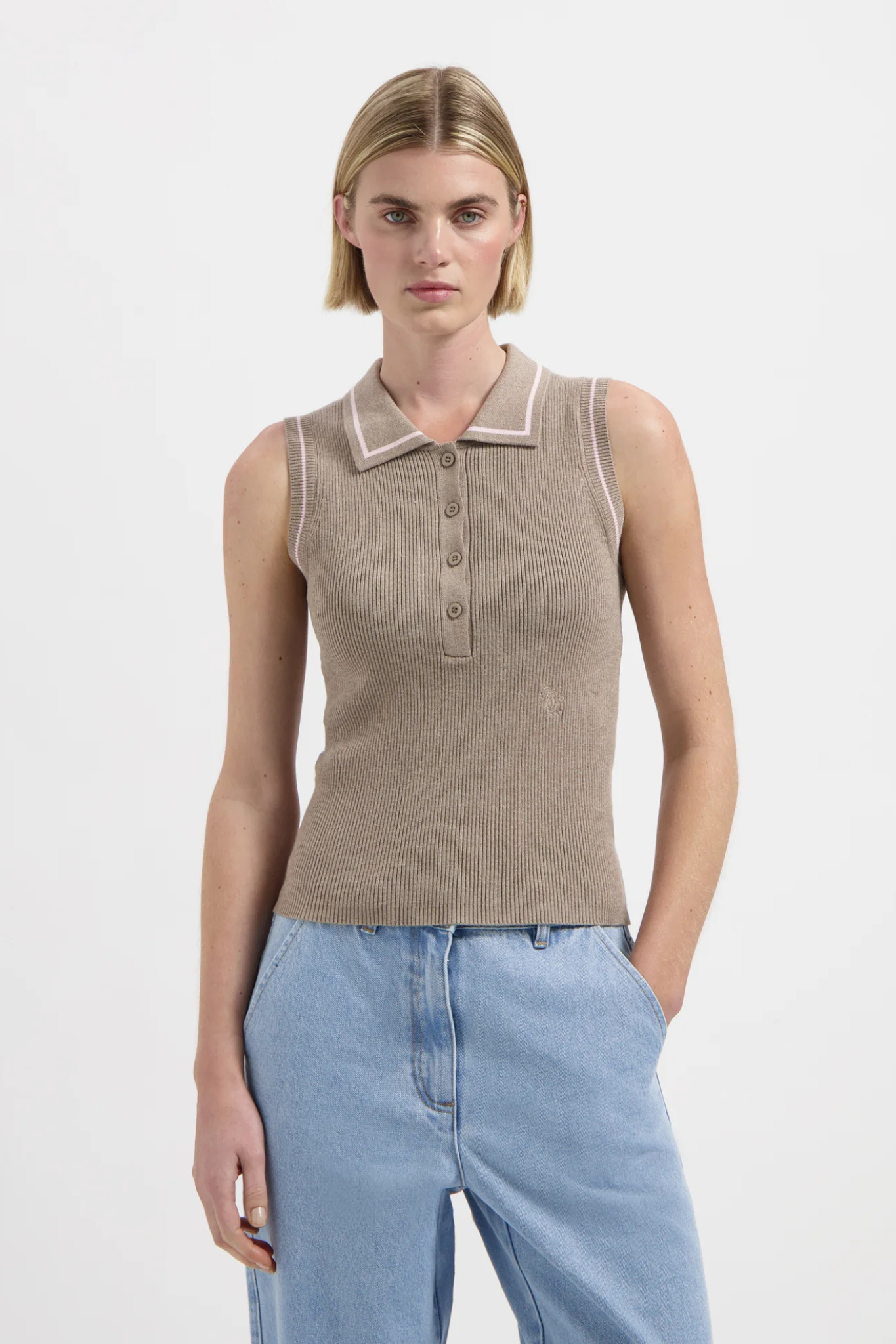 JILL SL POLO KNIT - SAND