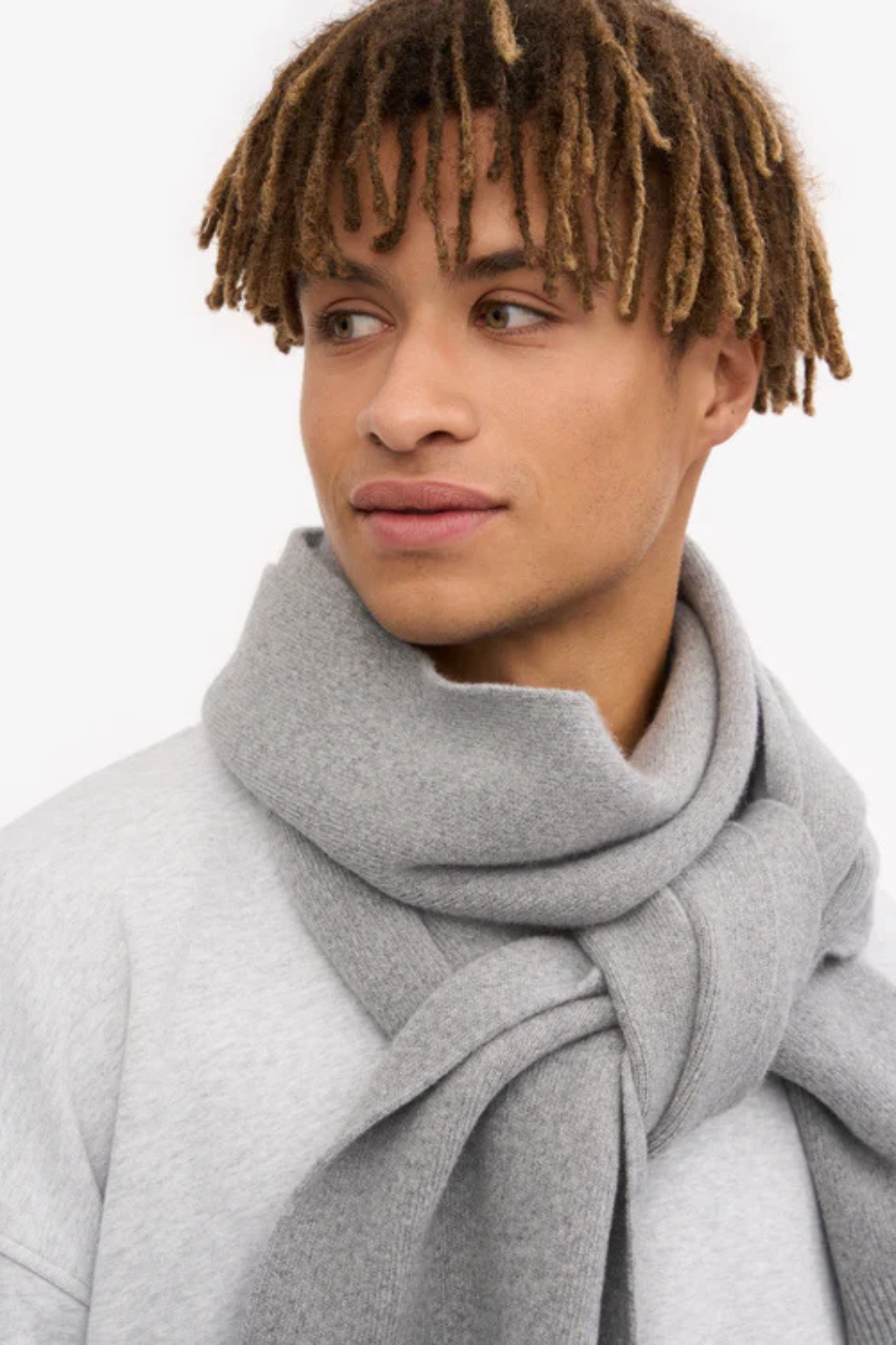 MERINO WOOL SCARF - HEATHER GREY