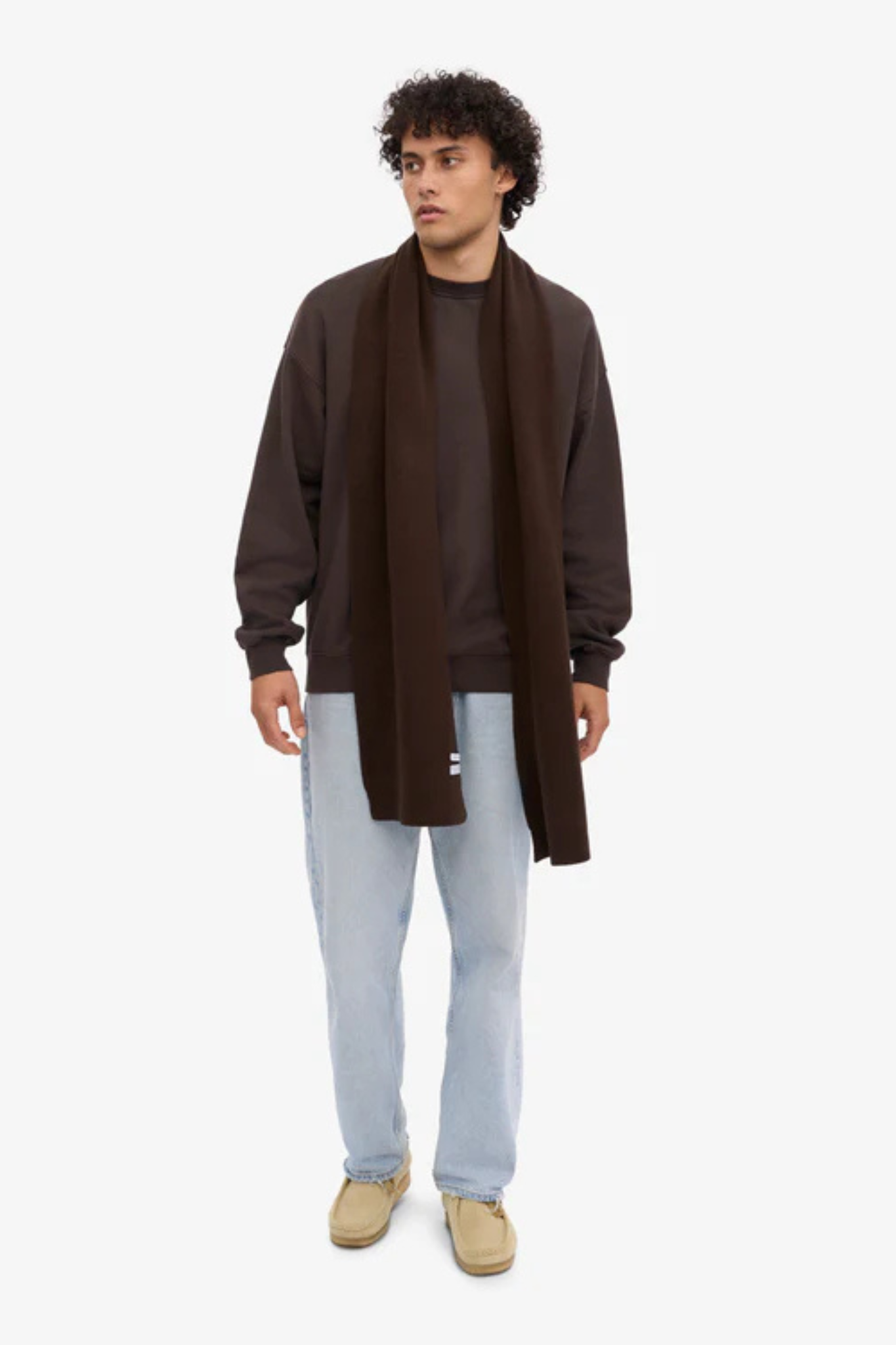 MERINO WOOL SCARF - COFFEE BROWN