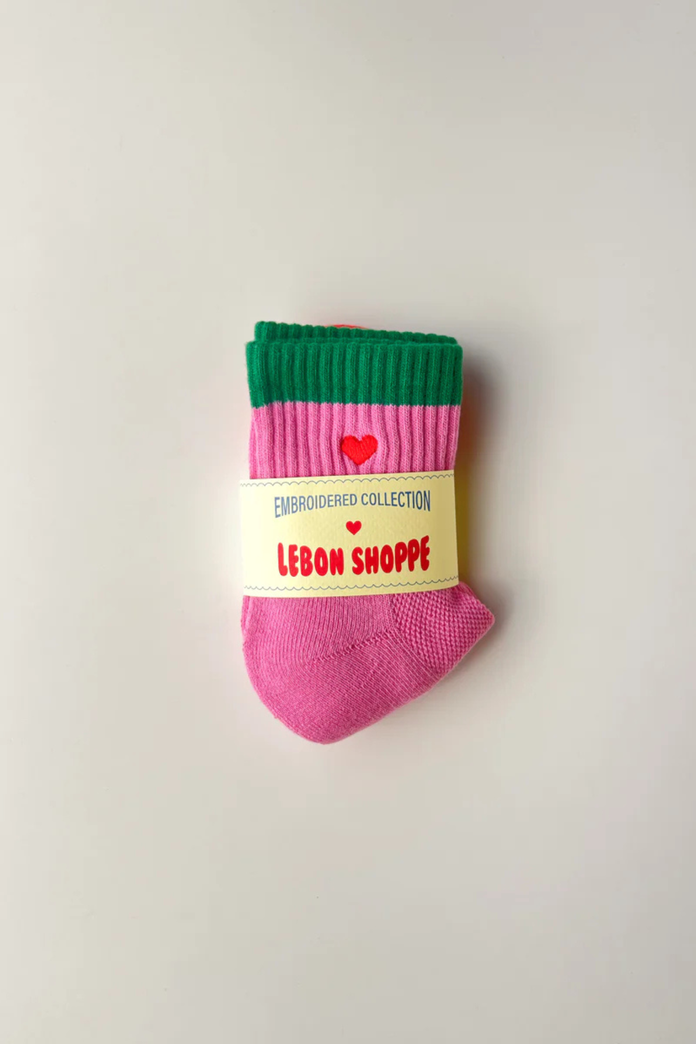EMBROIDERED GIRLFRIEND SOCKS - ROSE GREEN + HEART