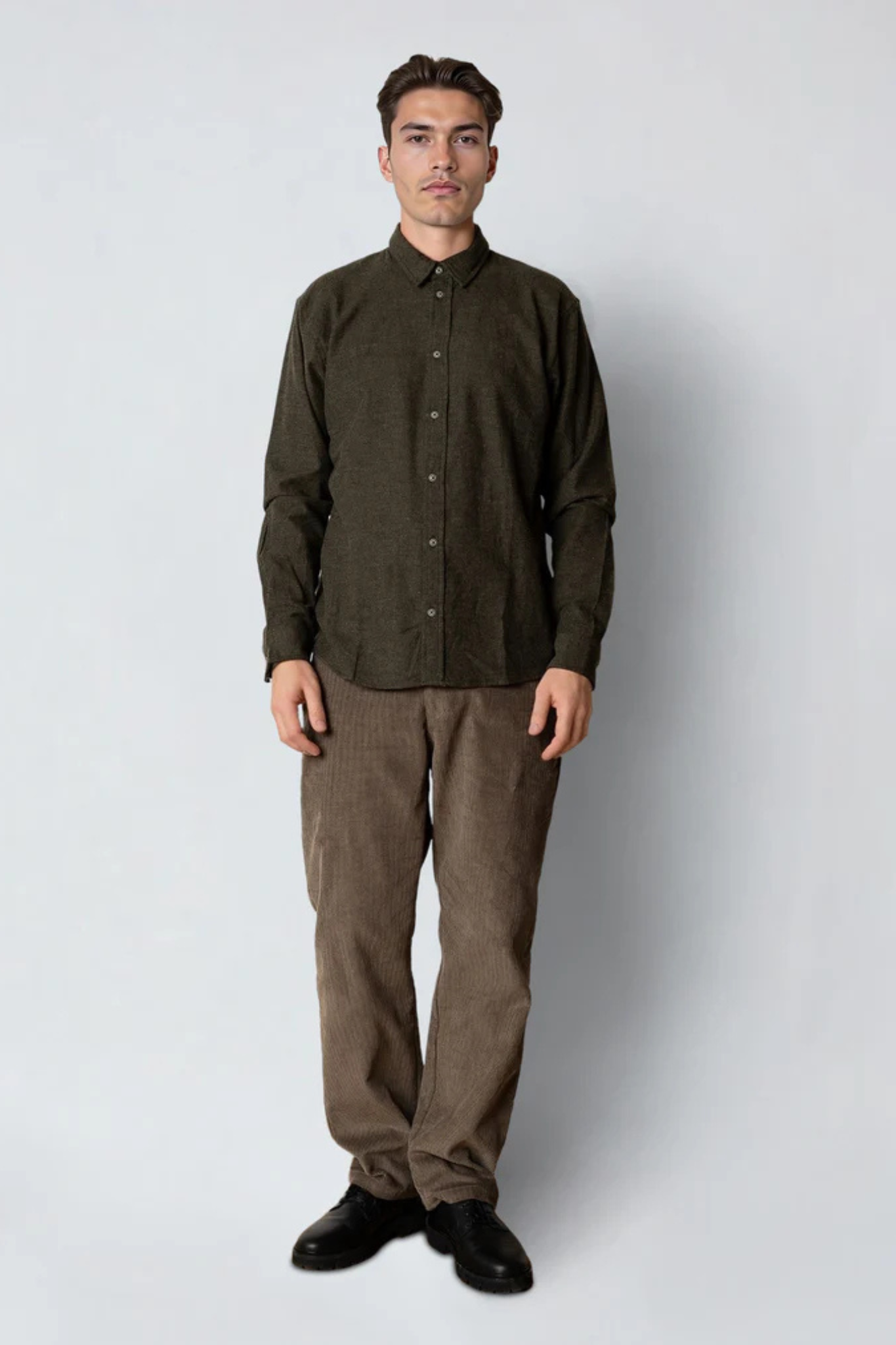 RUSSEL FLANNEL SHIRT - ARMY MELANGE