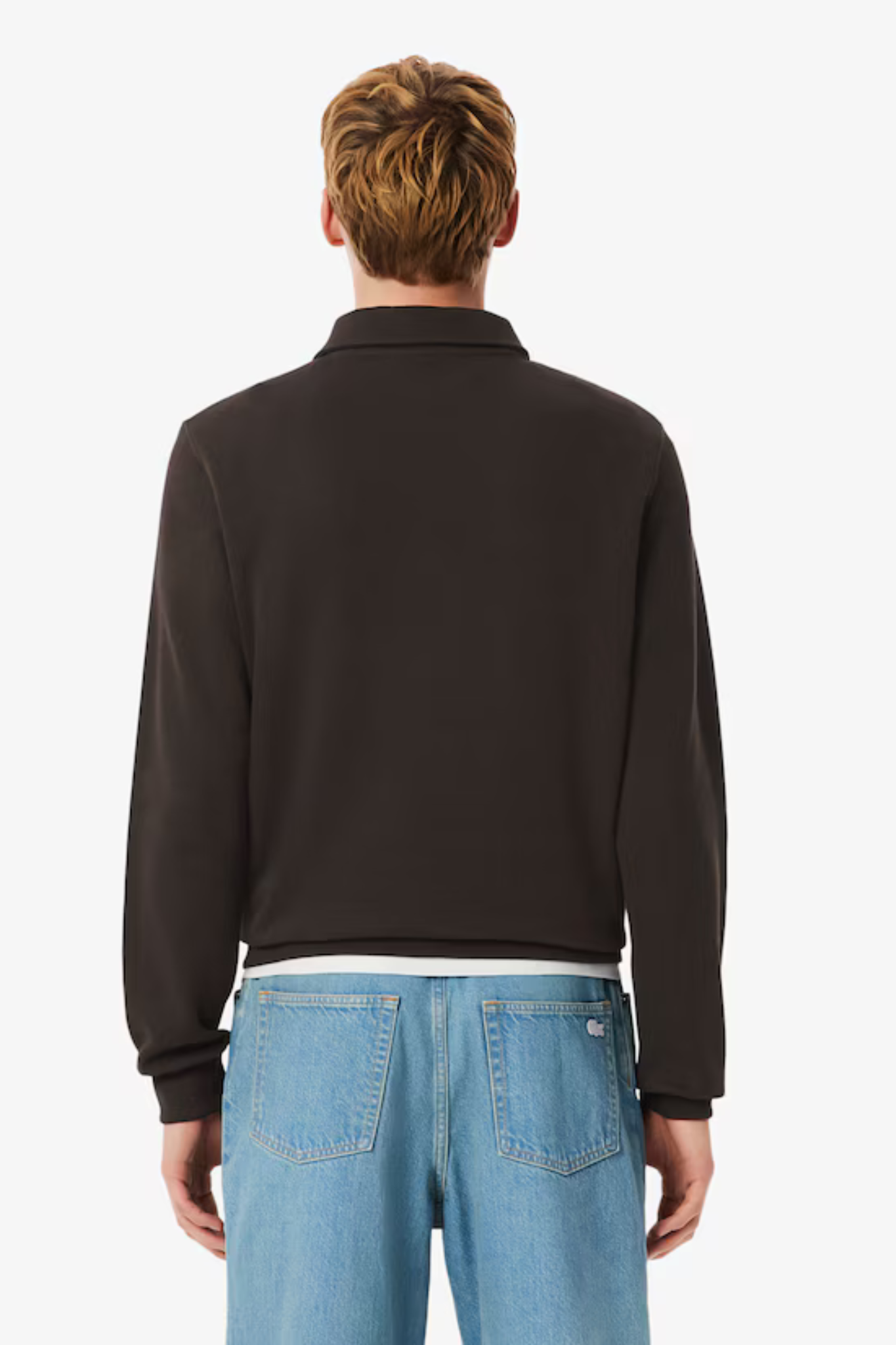 RIBBED WITH POLO COLLAR SWEATSHIRT - BROWN