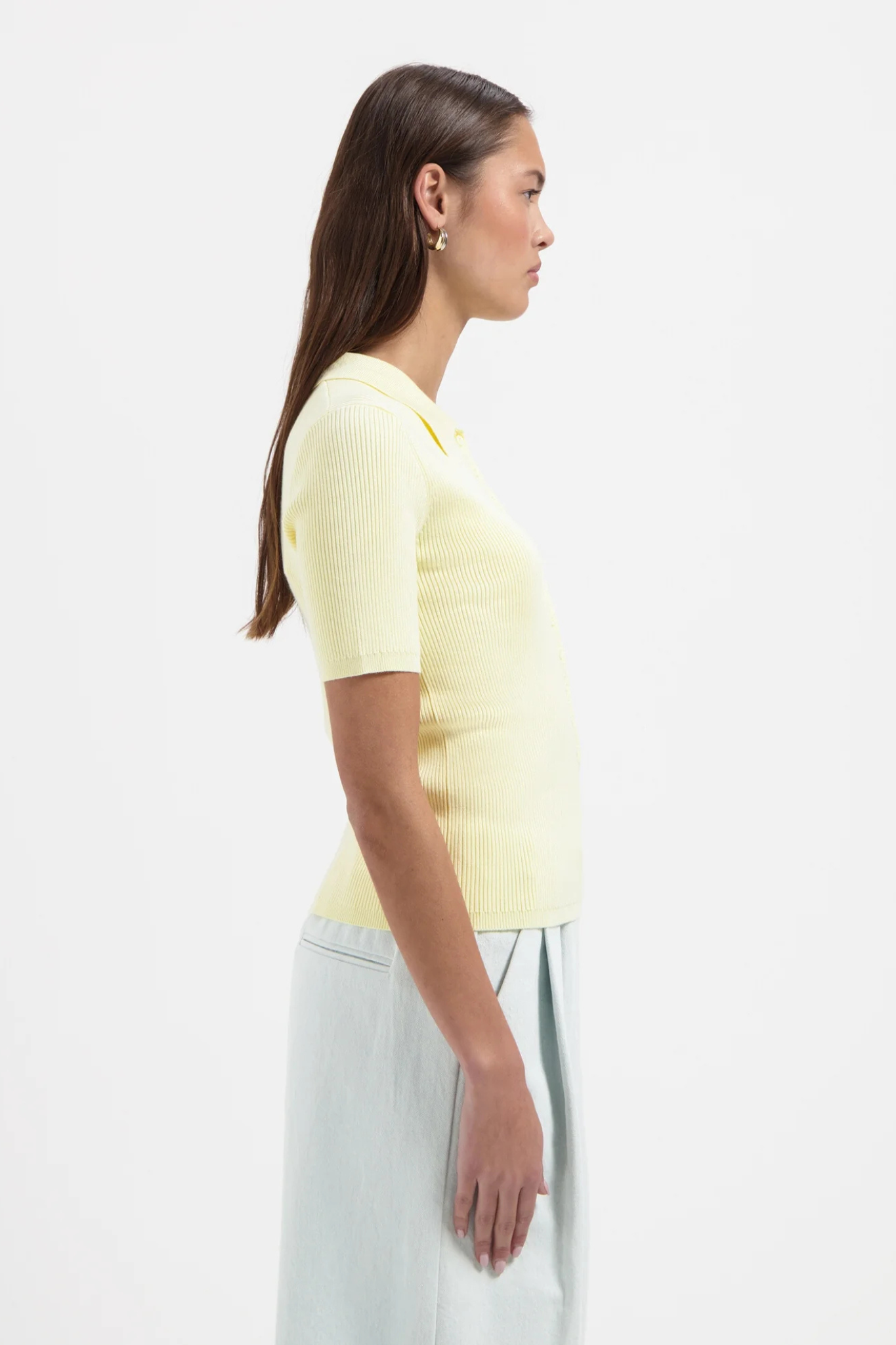LIZ SS POLO KNIT - LIGHT YELLOW