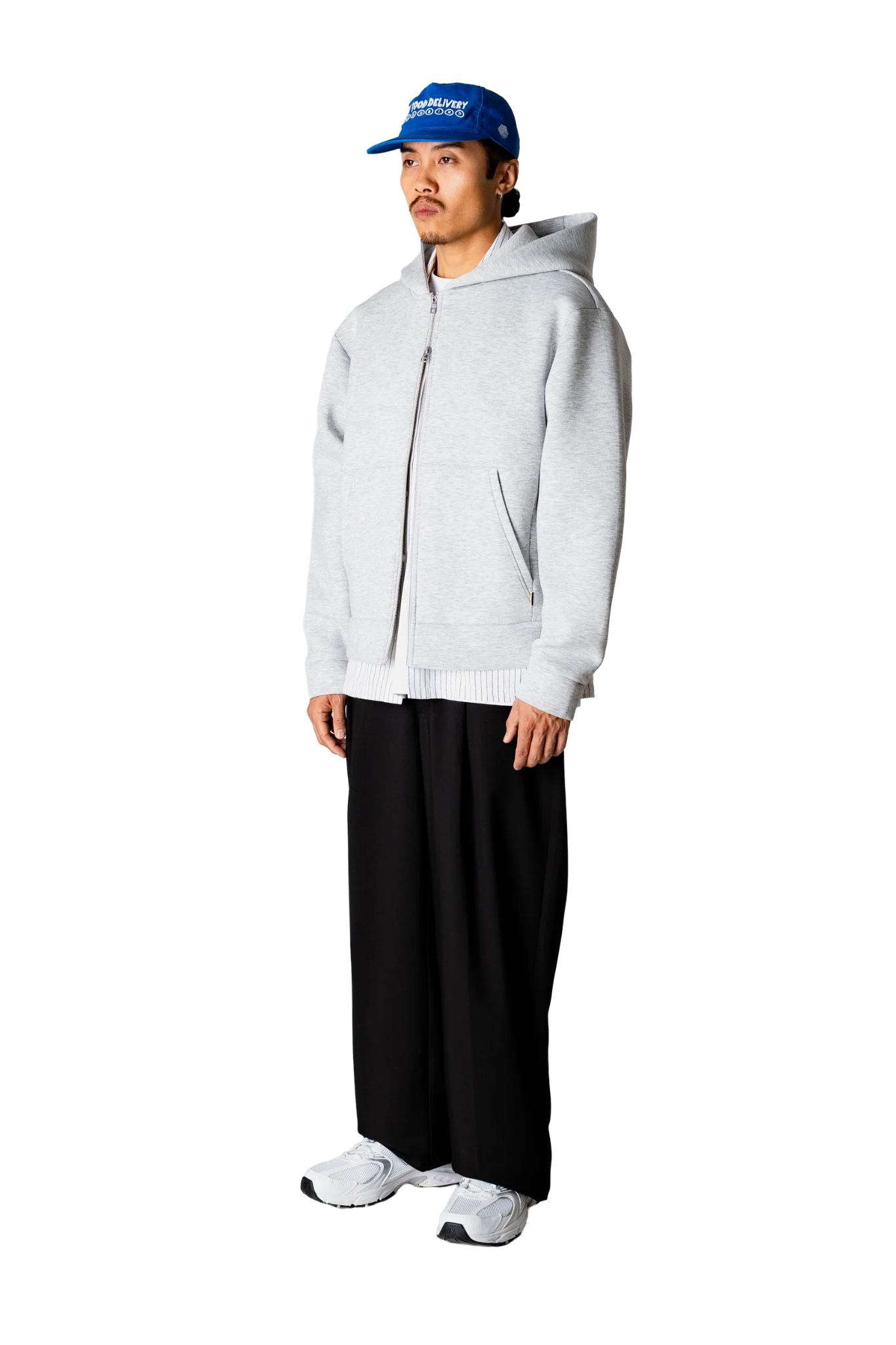 FUJI SCUBA ZIP HOODIE - LIGHT GREY MELANGE