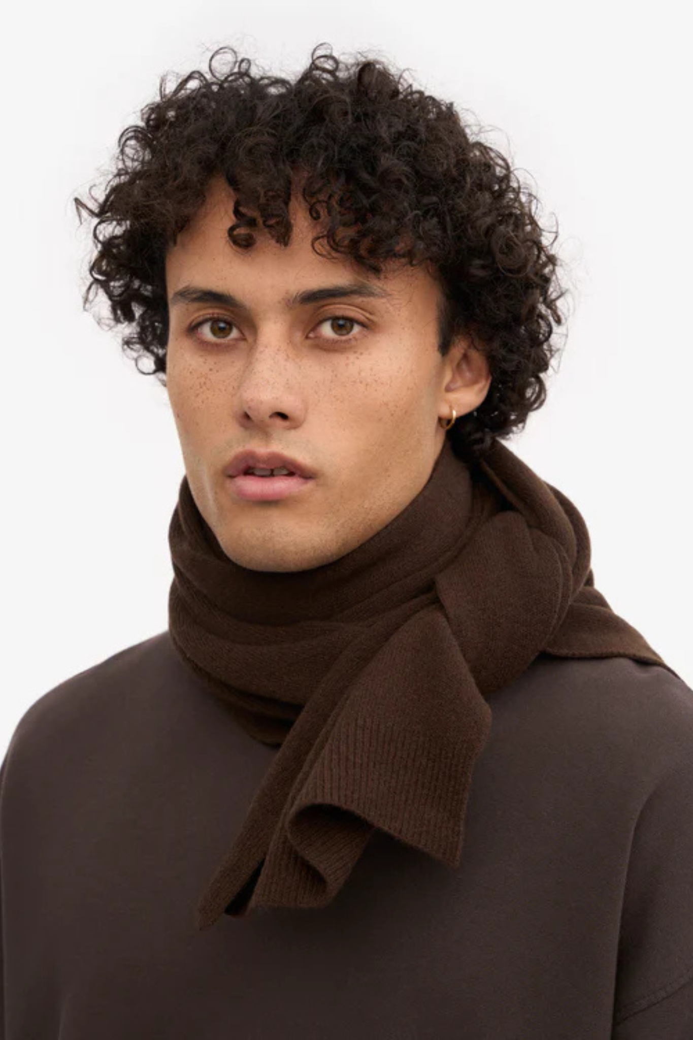MERINO WOOL SCARF - COFFEE BROWN