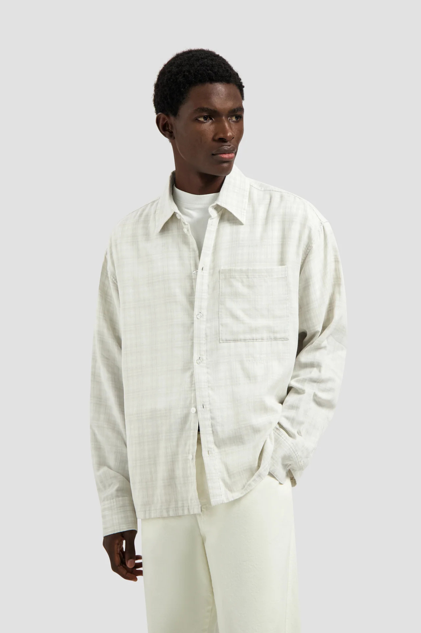 DOUBLE FACED CHECKED BOXY SHIRT - OFF WHITE