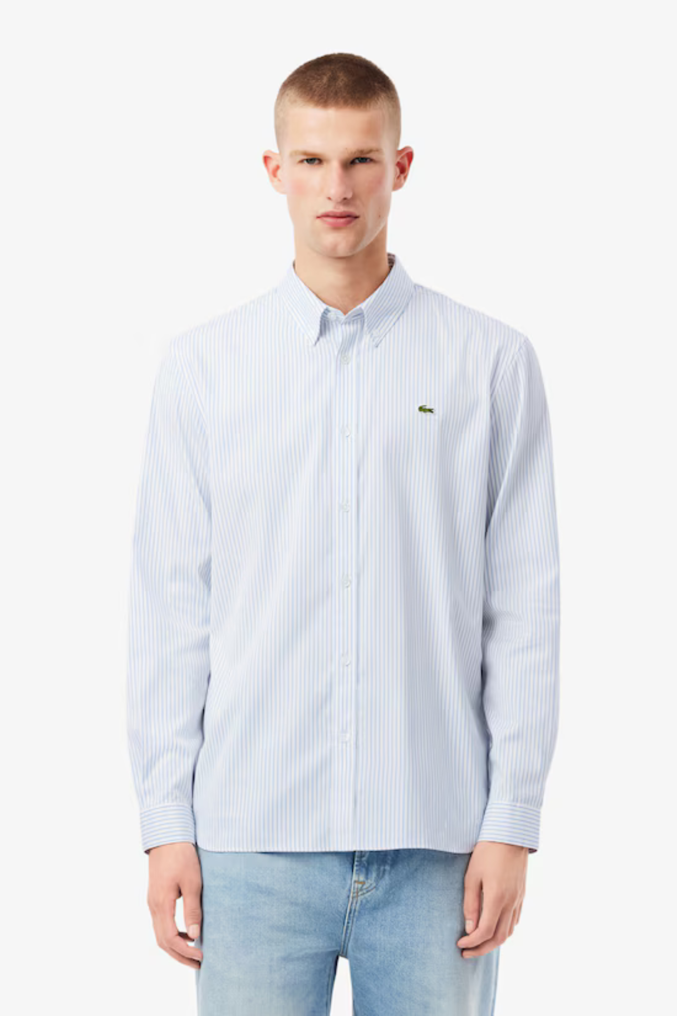 STRIPED PINPOINT SHIRT - WHITE/BLUE