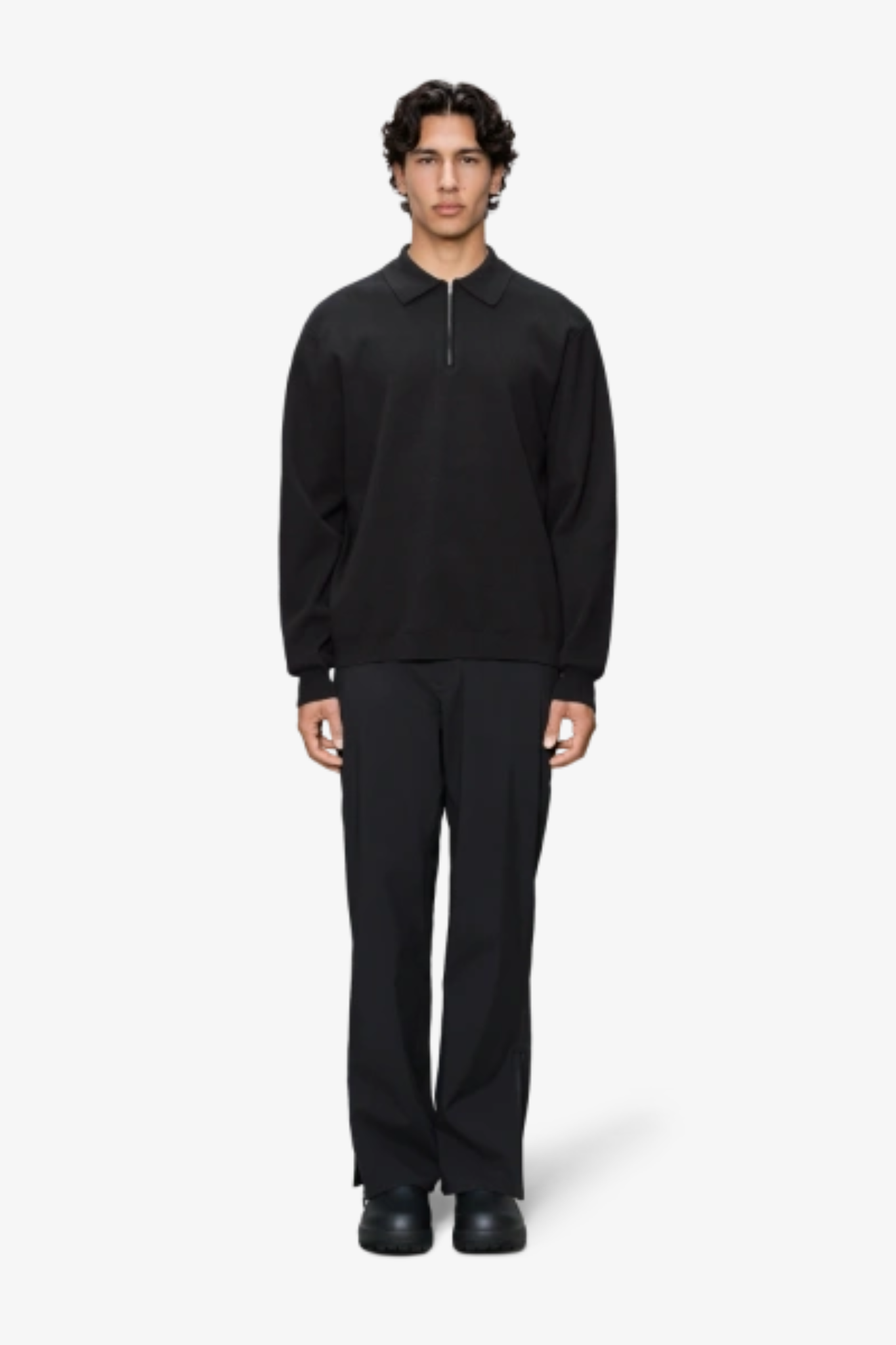 LONG SLEEVE POLO - BLACK