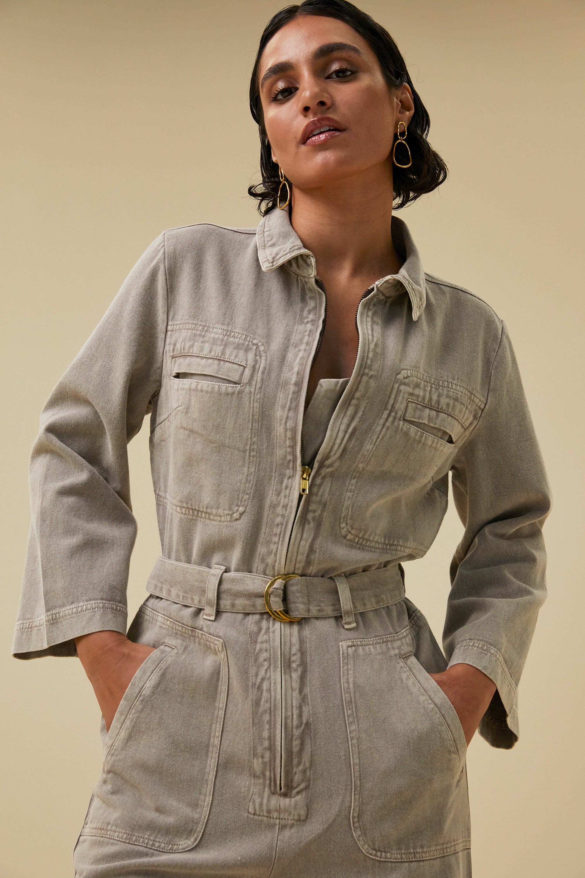 LOUISE TWILL SUIT JUMPSUIT