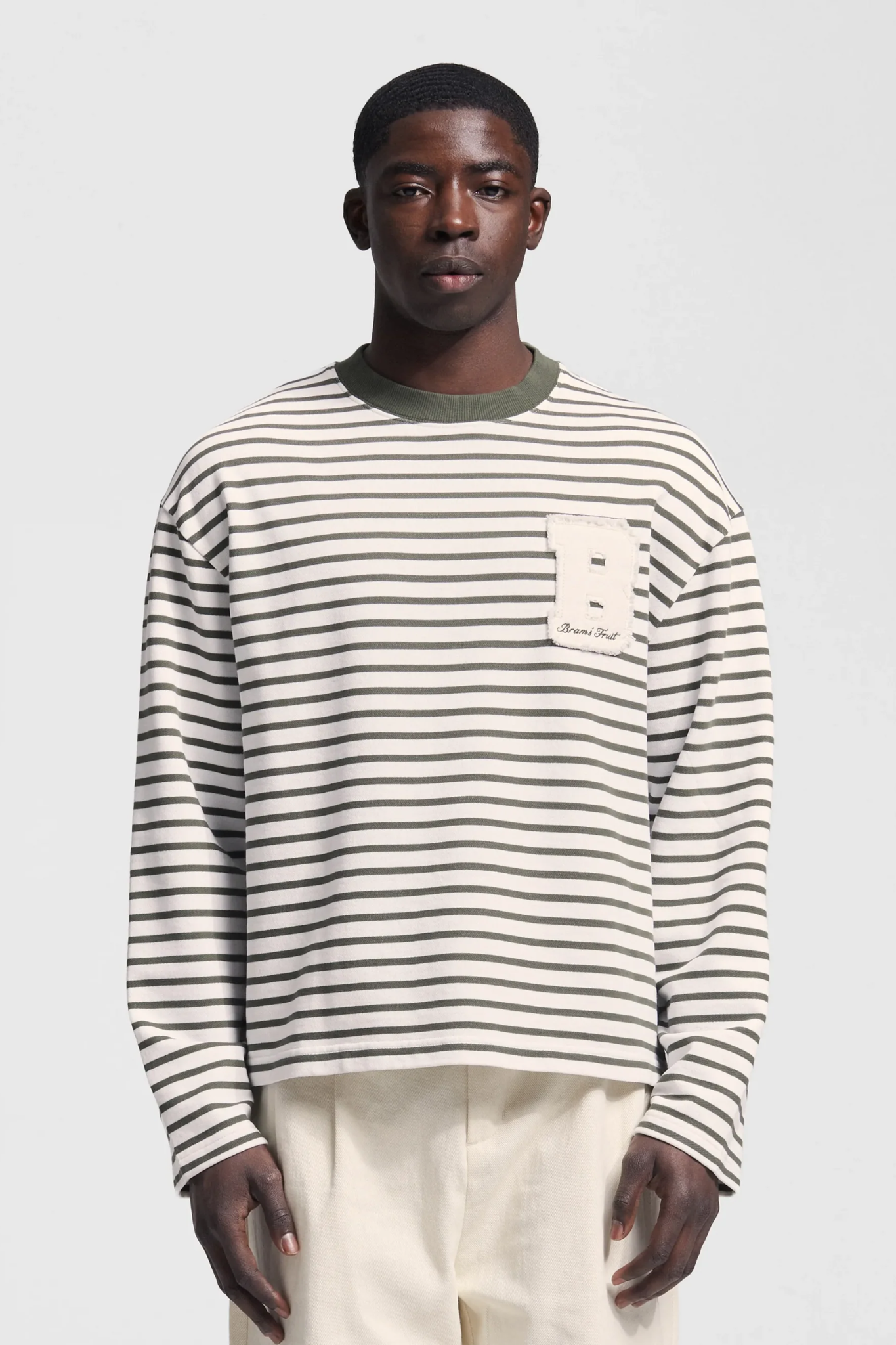 VARSITY STRIPED LONGSLEEVE - OLIVE GREEN