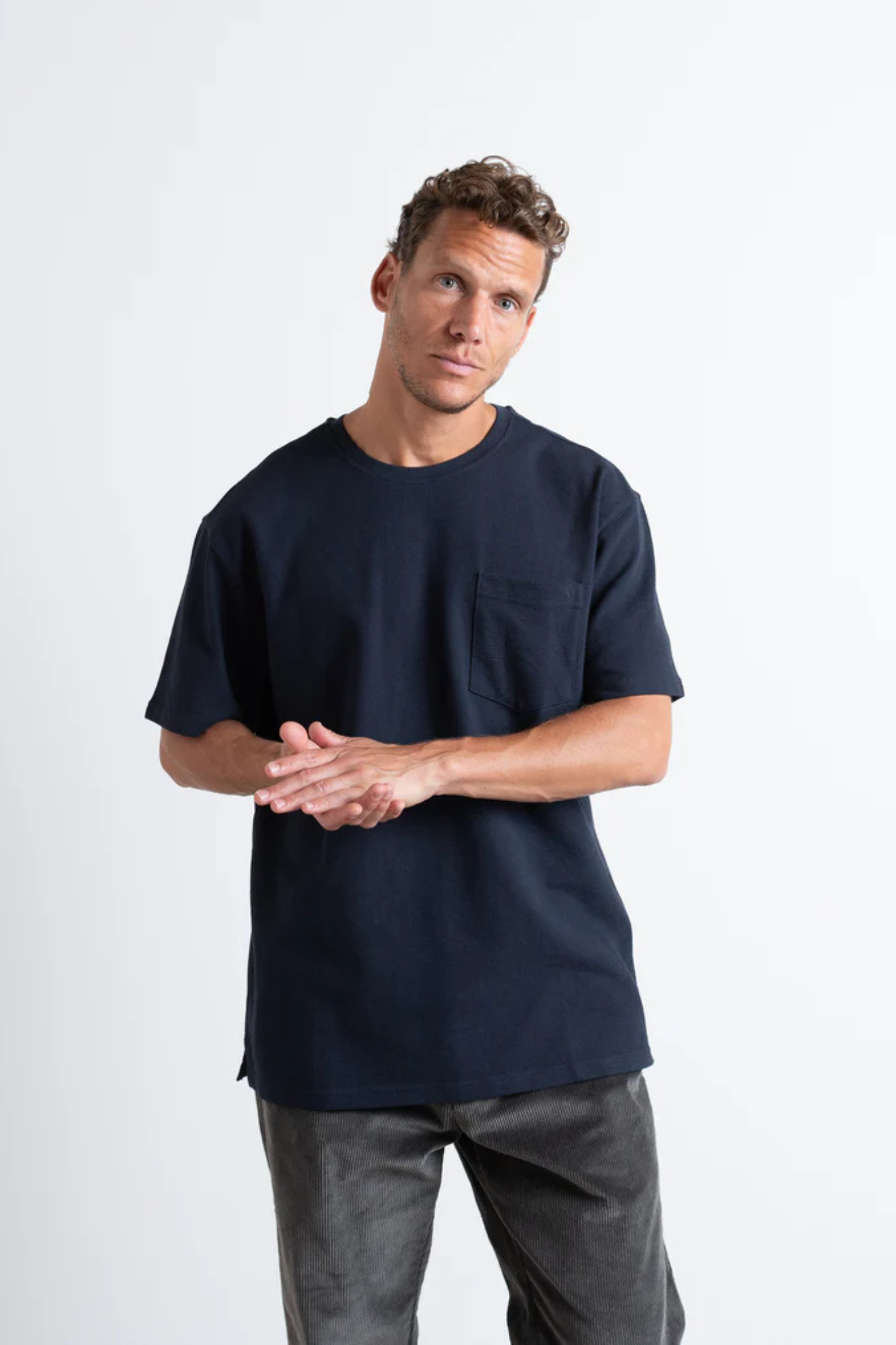 CALTON STRUCTURED T-SHIRT - DARK NAVY