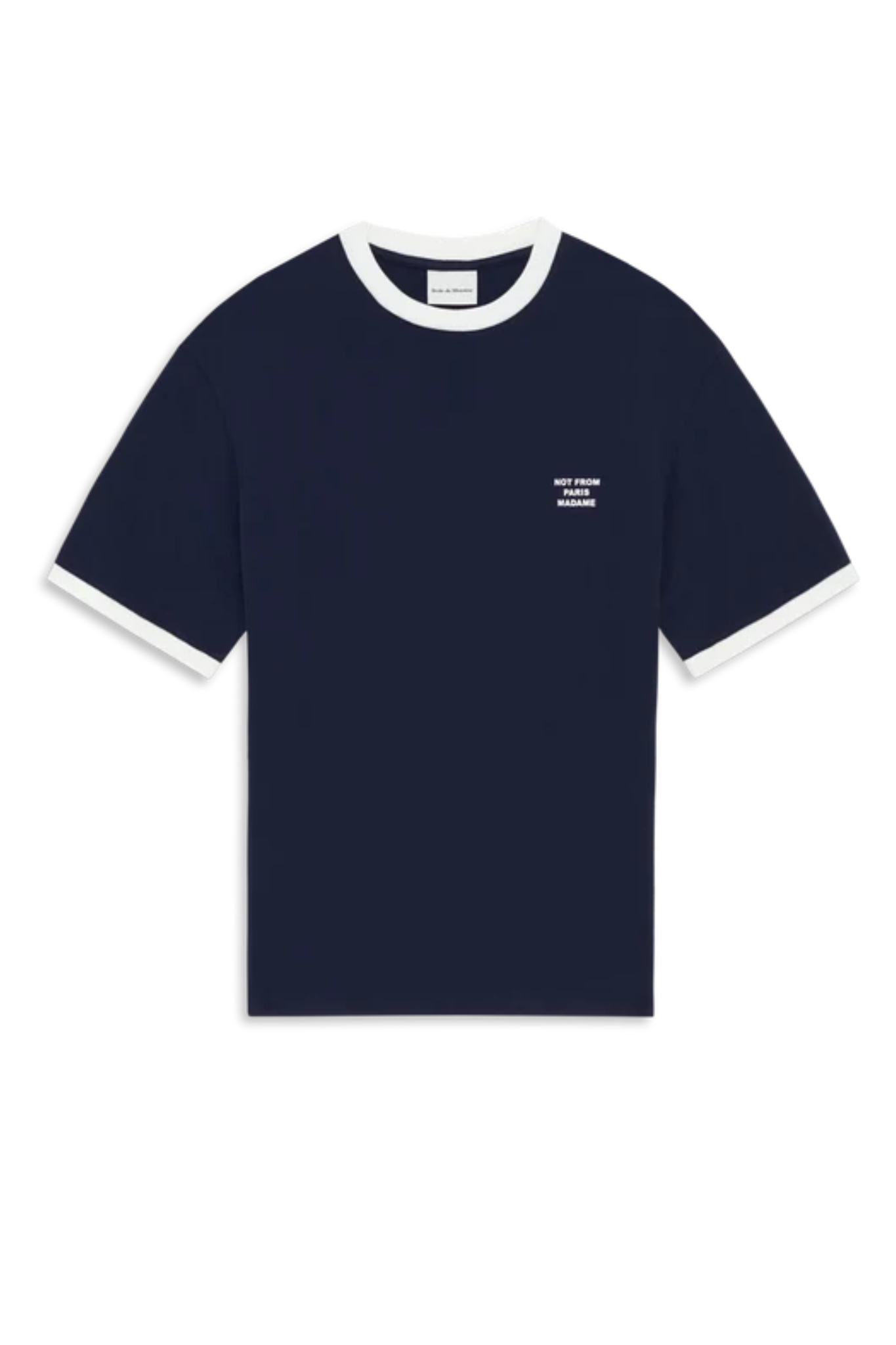 CONTRASTED  SLOGAN T-SHIRT - NAVY
