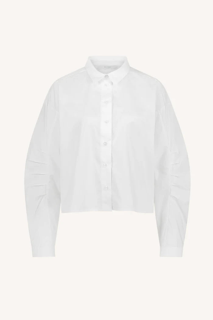 By-Bar Penny poplin blouse in white. Front flatlay view