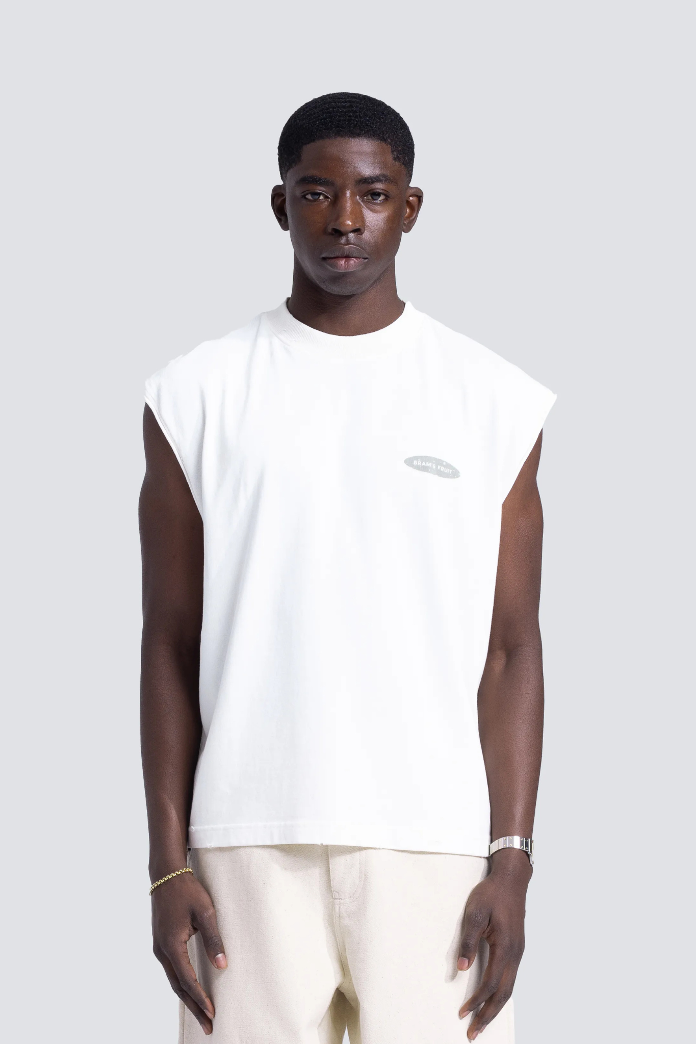 F*CK OFF SLEEVLESS DISTRESSED T-SHIRT - WHITE