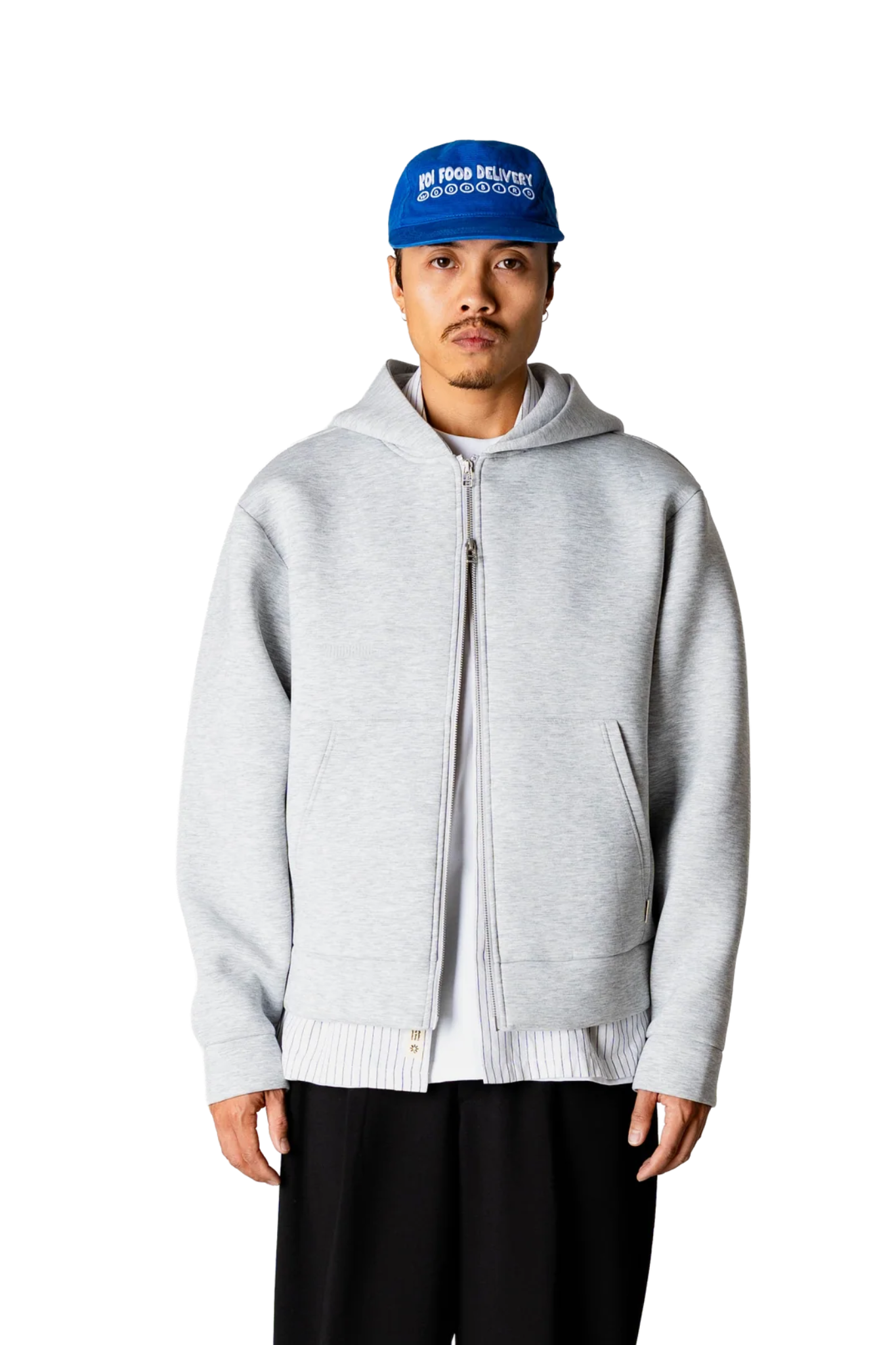 FUJI SCUBA ZIP HOODIE - LIGHT GREY MELANGE