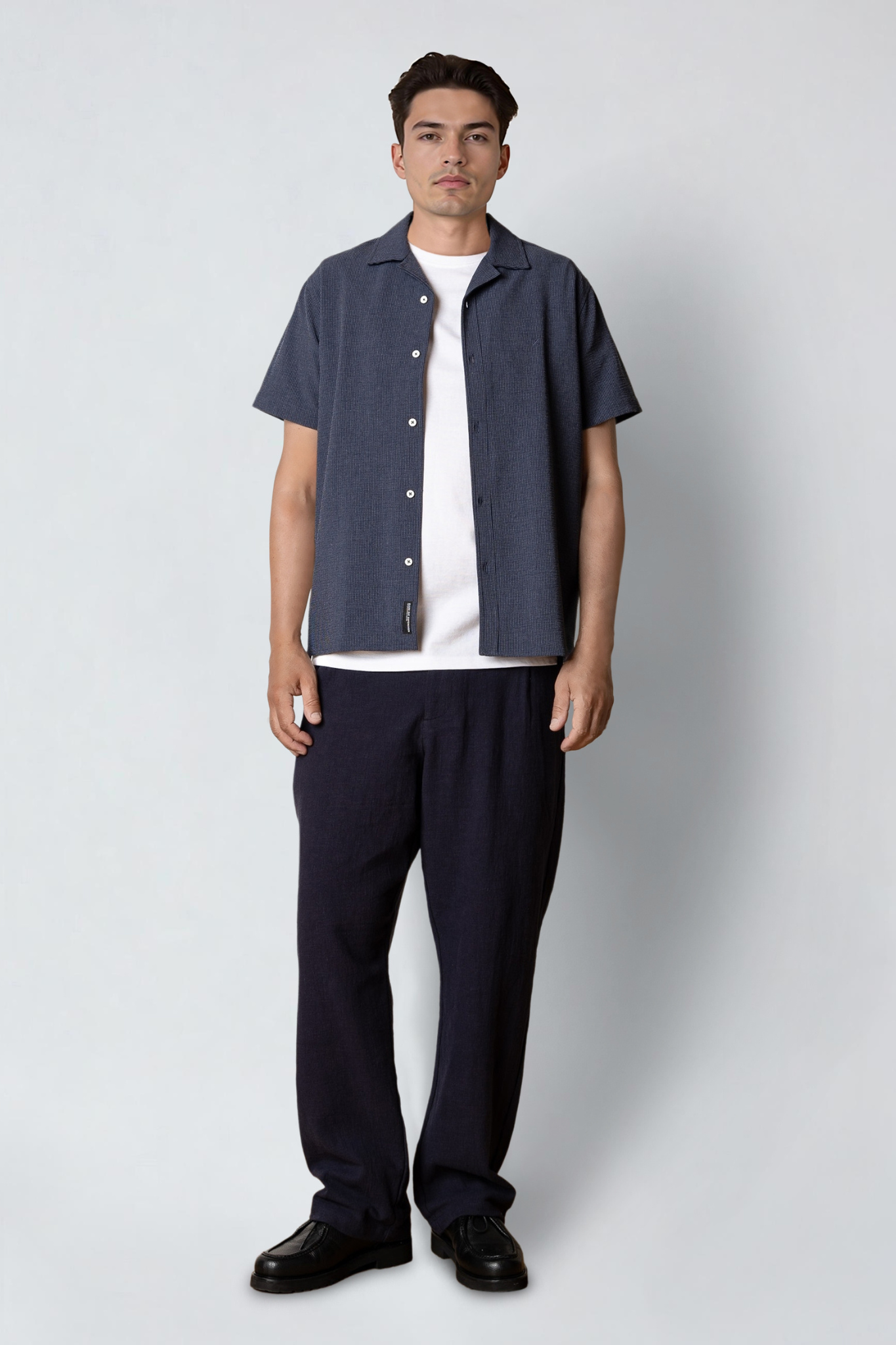 BOWLING ERICO STRIPED S/S SHIRT - NAVY
