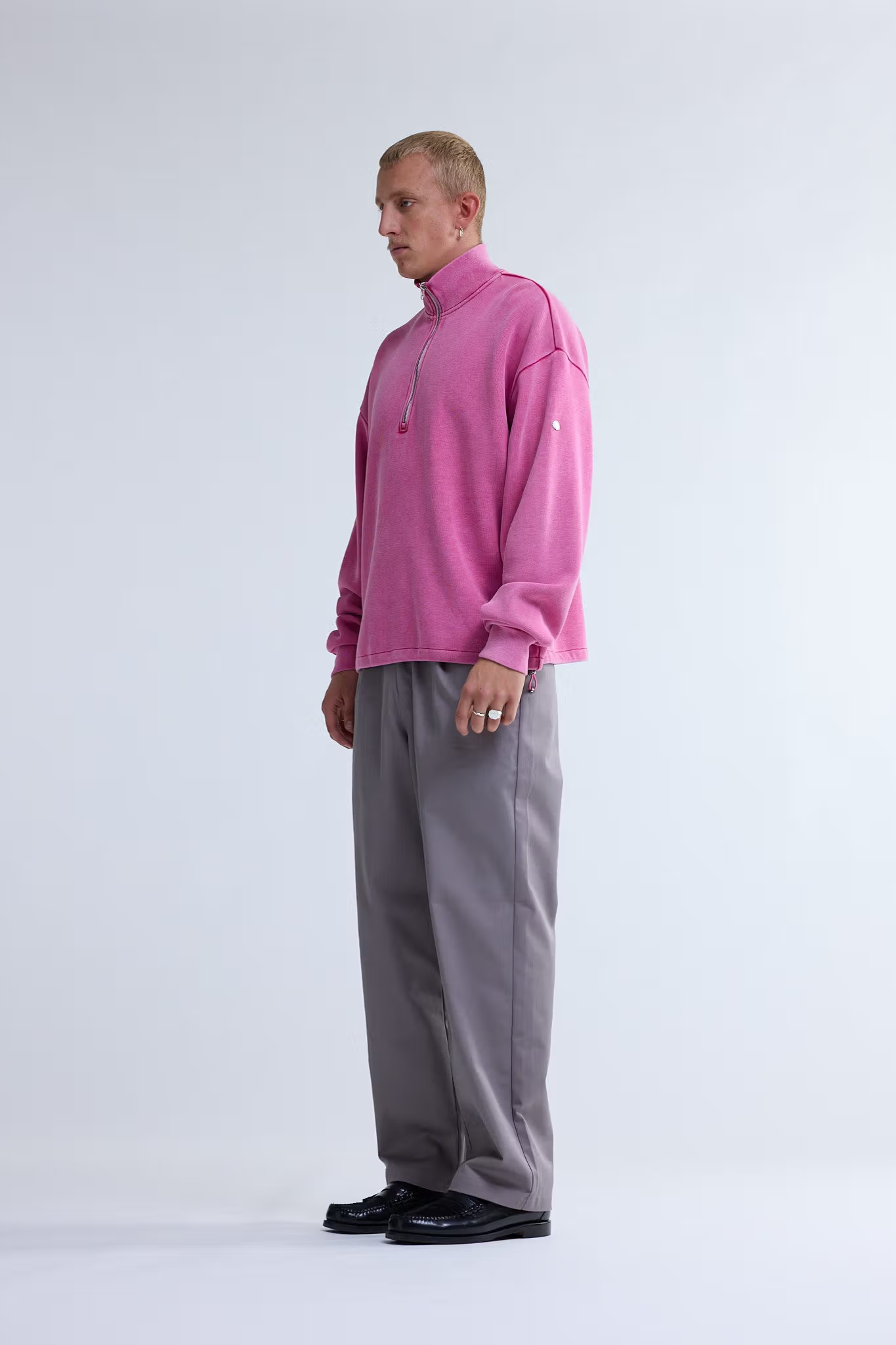 PLATE HALF-ZIP SWEATER - WASHED PINK