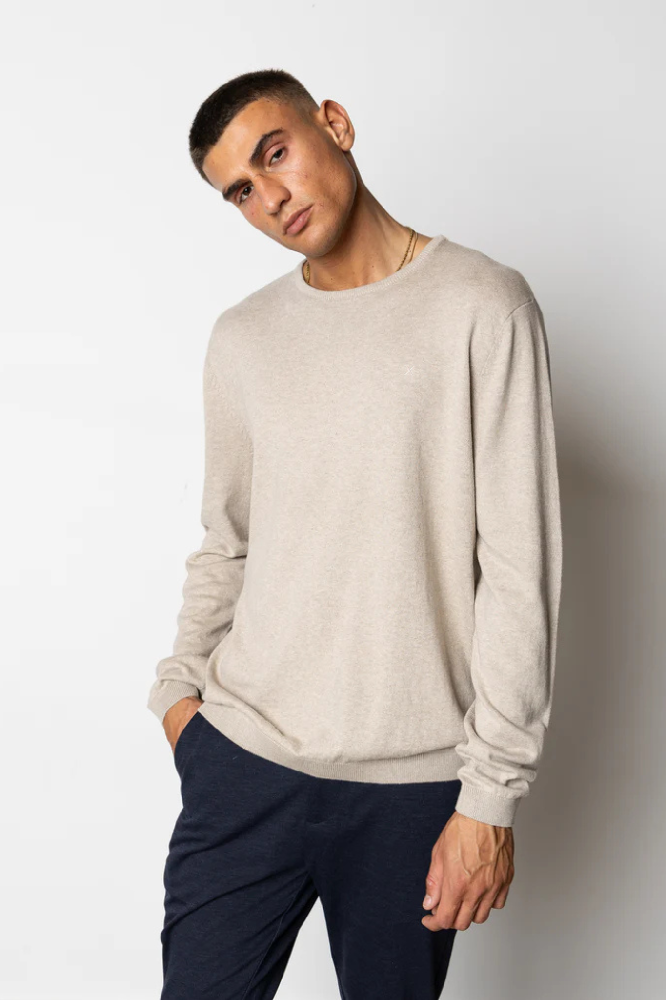 CLAUDE CREWNECK KNIT SWEATER - ECRU MELANGE