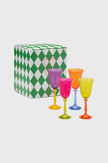 MULTICOLOURED WINE GLASS SET OF 4