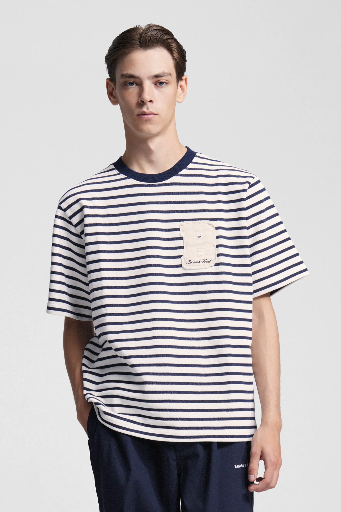 VARSITY STRIPED T-SHIRT - NAVY