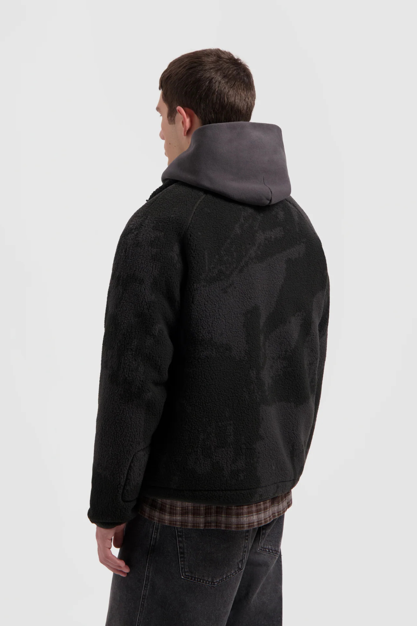 FLEECE JACKET - BLACK/CHARCOAL