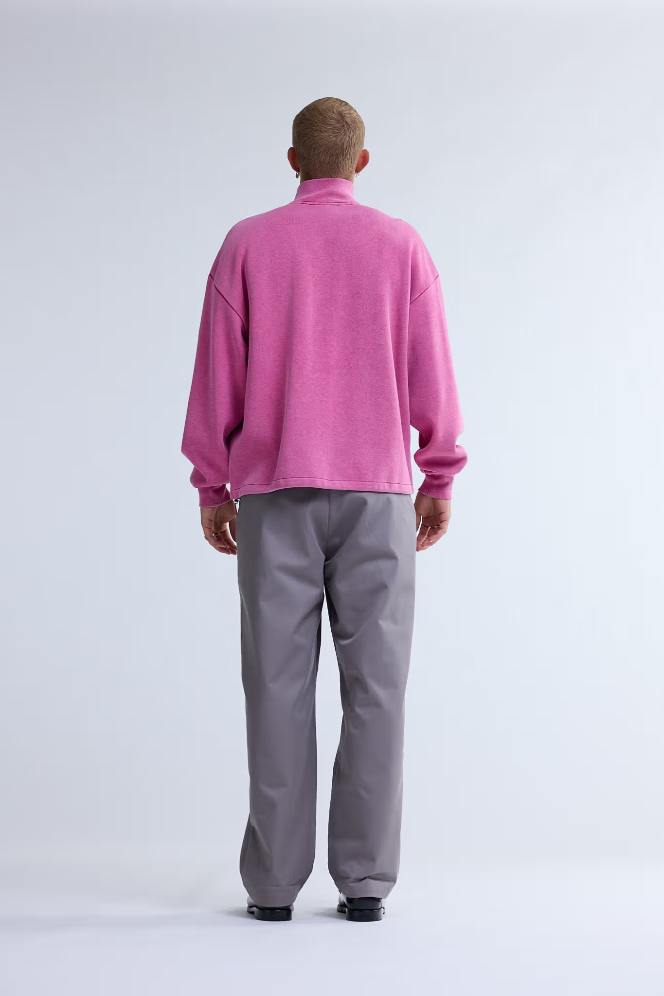 PLATE HALF-ZIP SWEATER - WASHED PINK