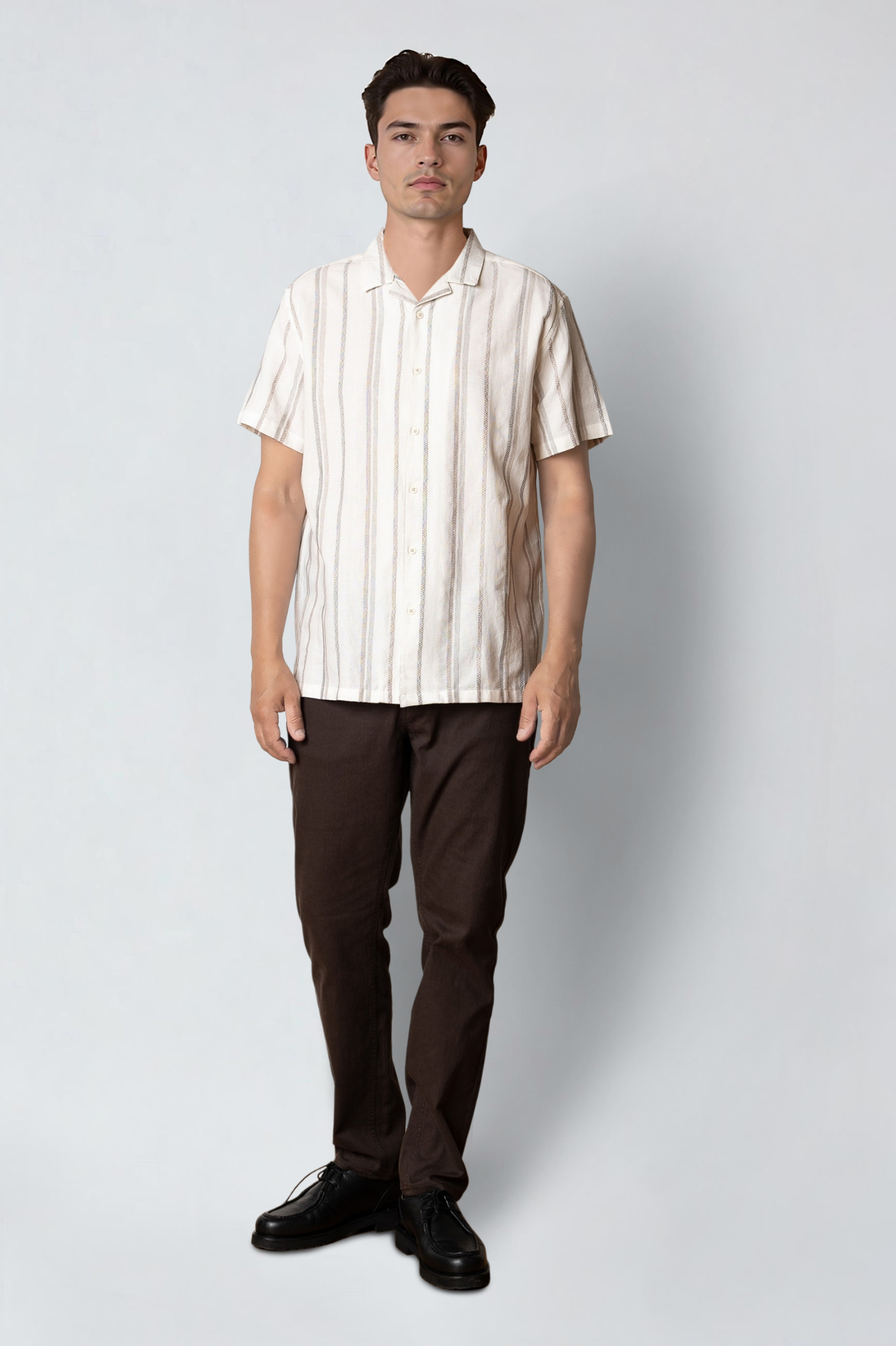 BOWLING EVALD S/S SHIRT - ECRU