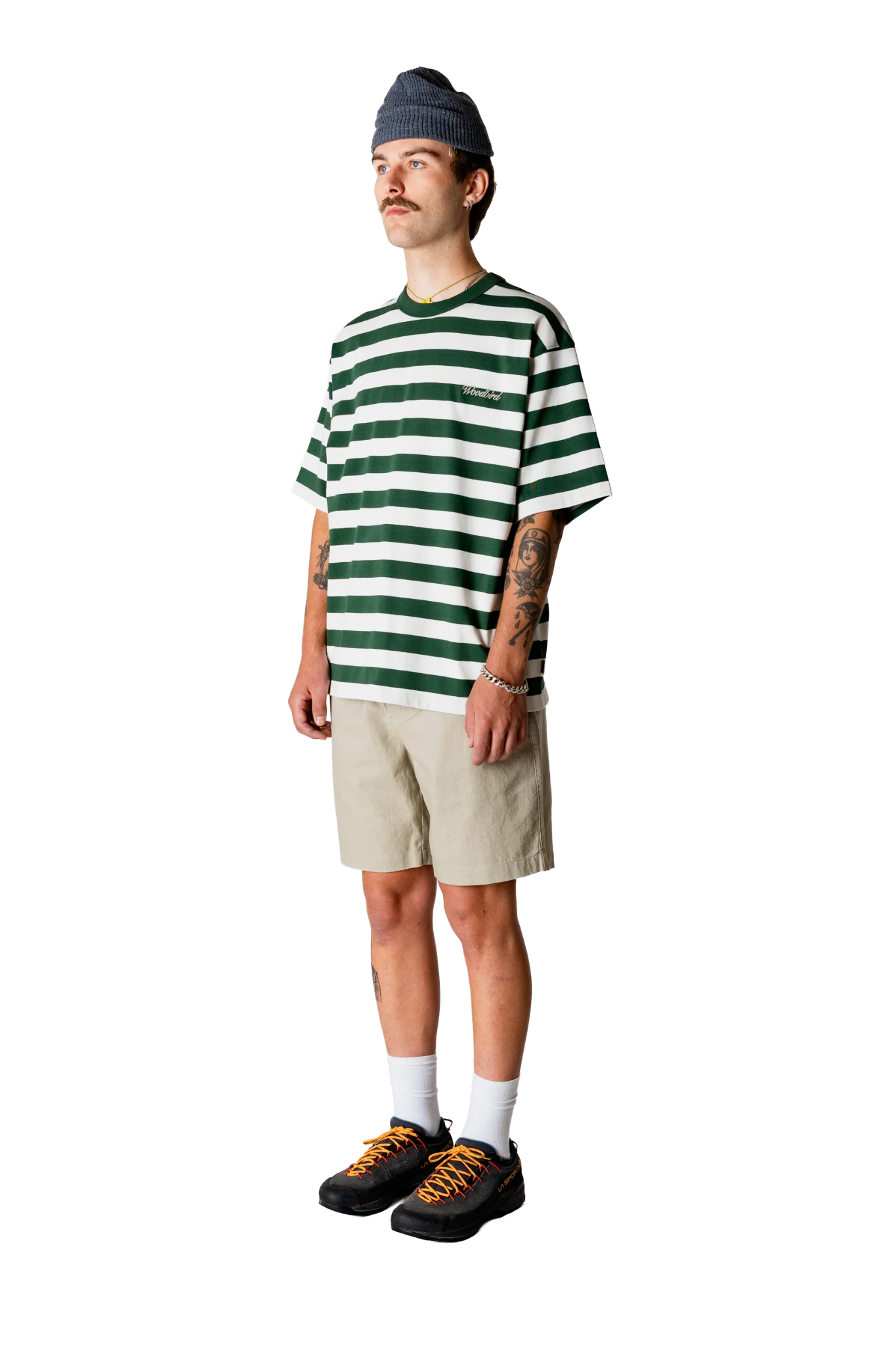 BEAM STRIPE T-SHIRT - PINE GREEN