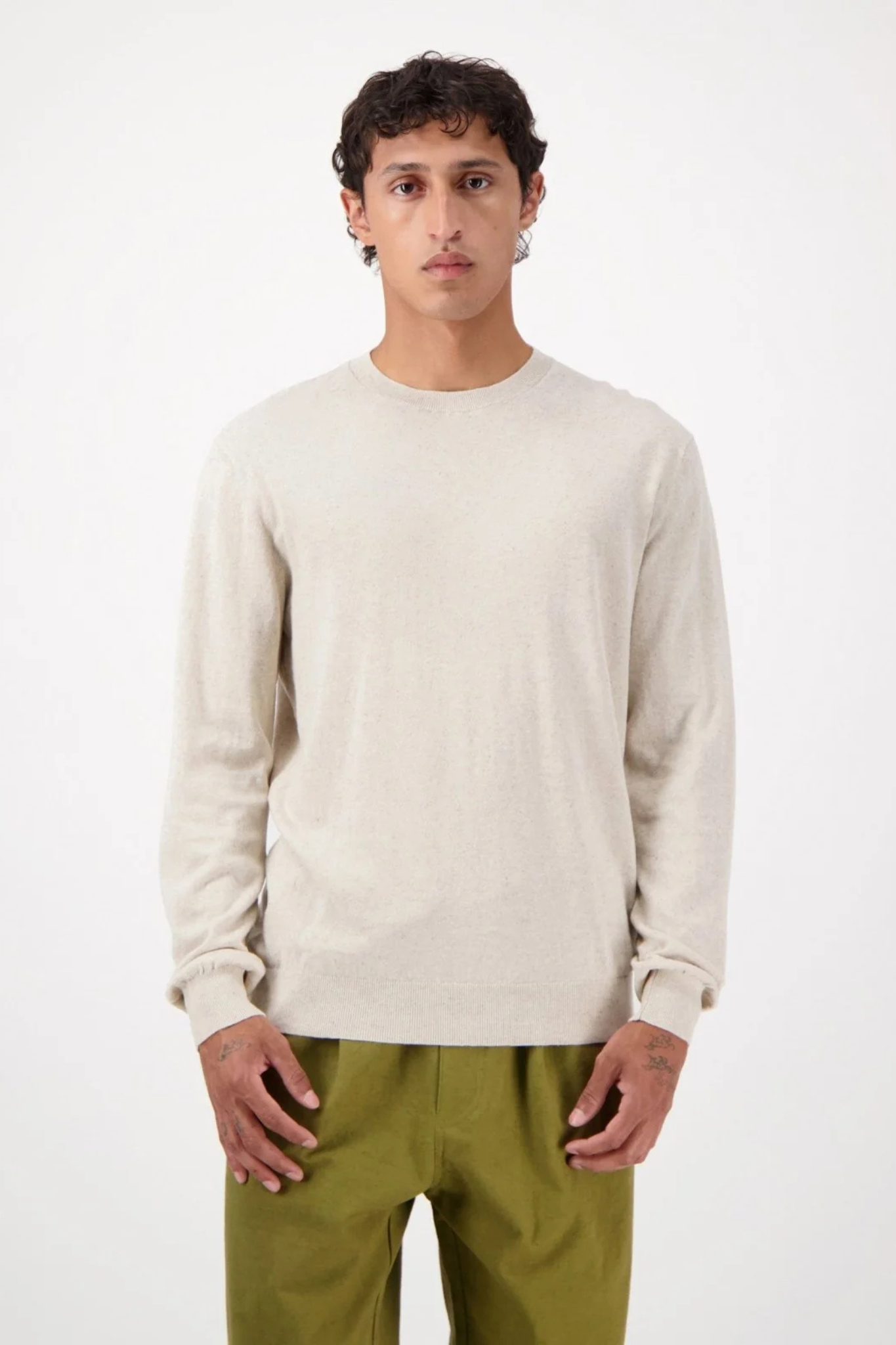 EYEBALL NEPPY CREW SWEATER - SAND