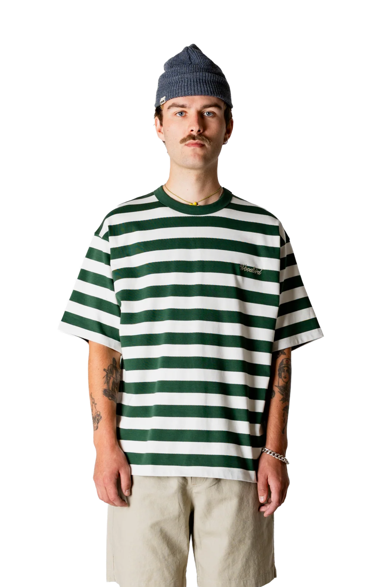 BEAM STRIPE T-SHIRT - PINE GREEN