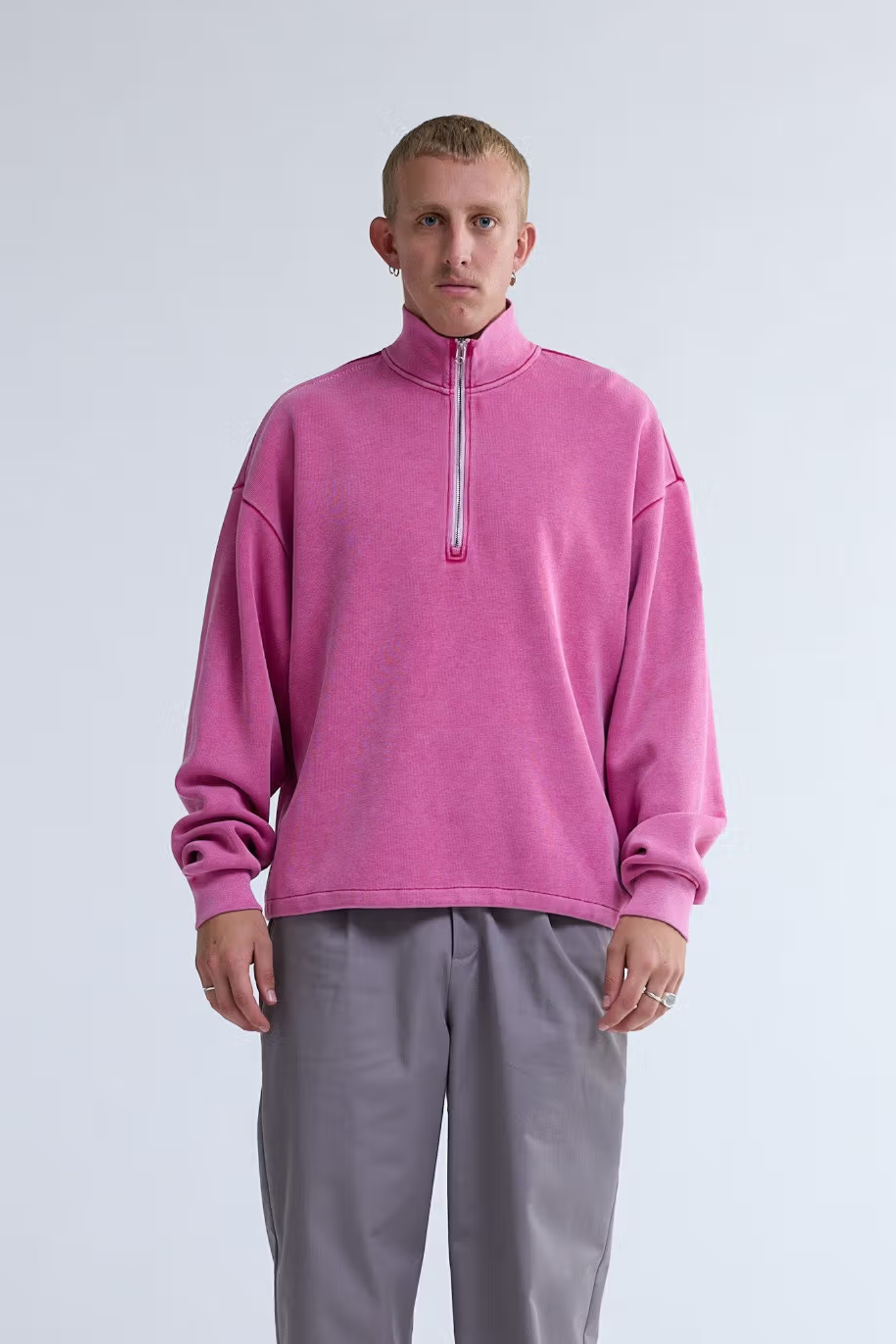 PLATE HALF-ZIP SWEATER - WASHED PINK