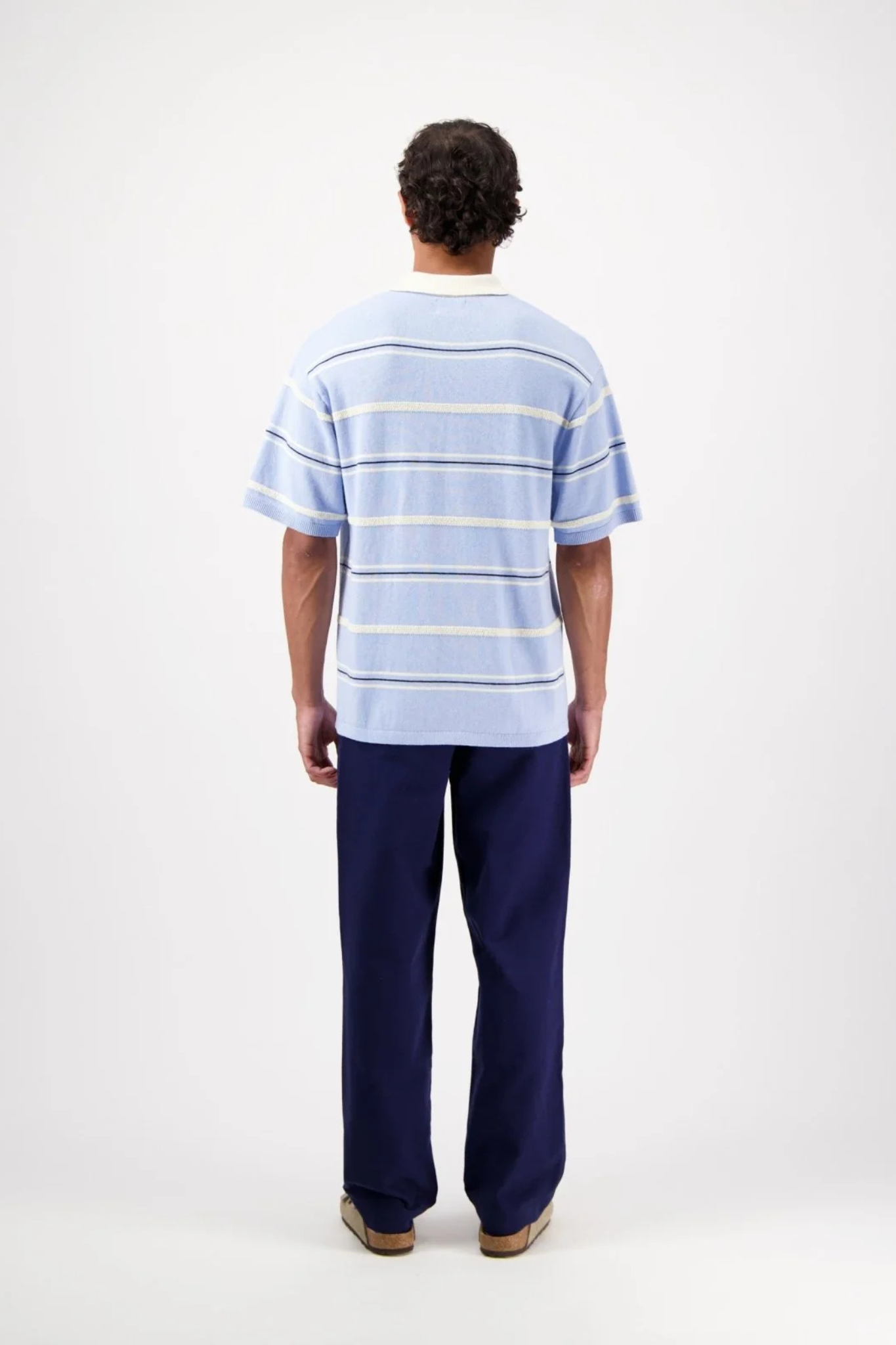 LUNDY STRIPE POLO - LIGHT BLUE