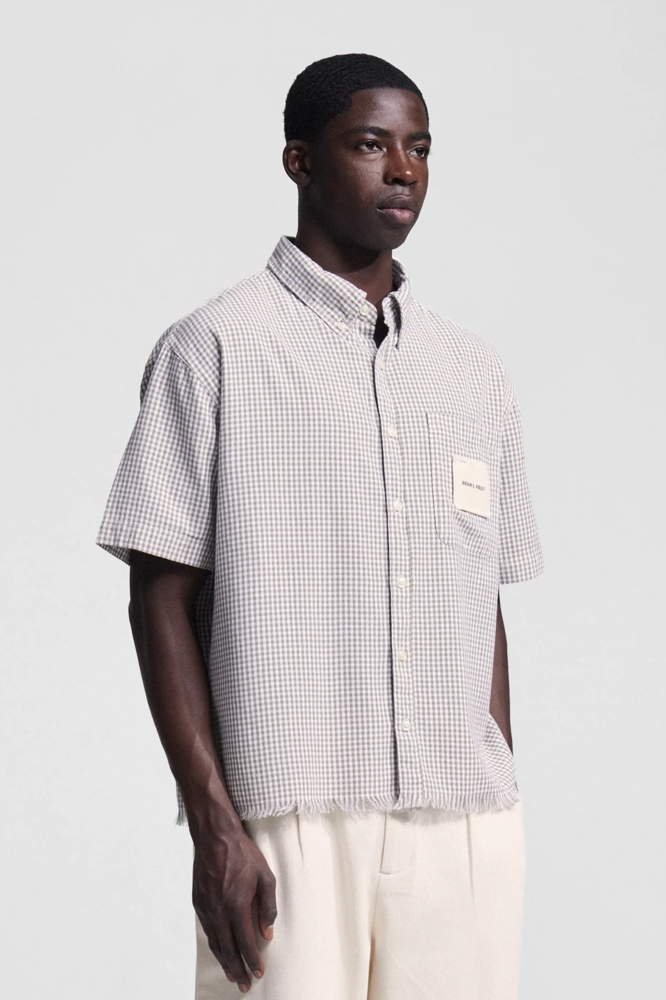 DISTRESSED FARMER'S SHIRT - OLIVE GREEN