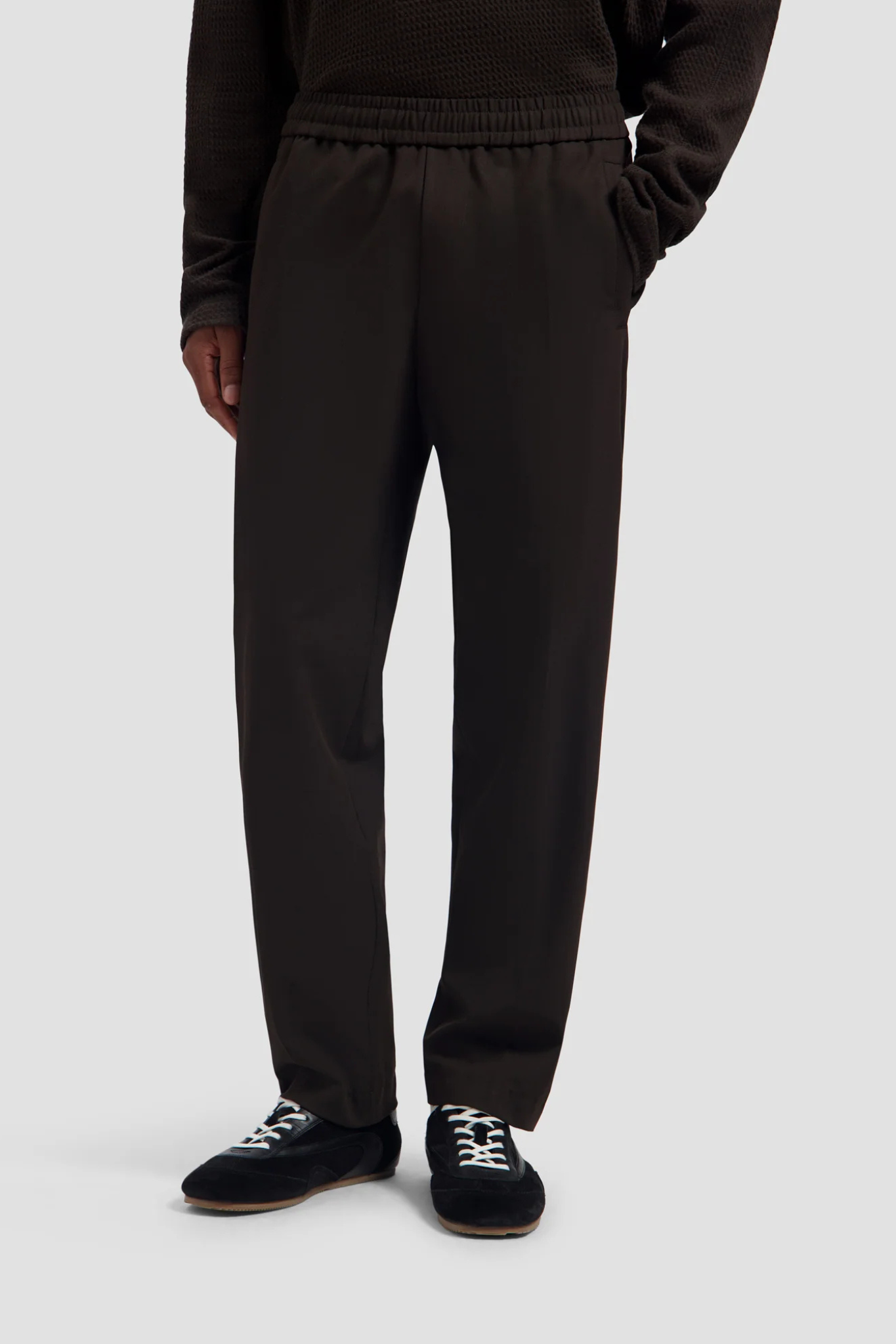 SLIM ELASTICATED PANTS - CHOCOLATE PLUM