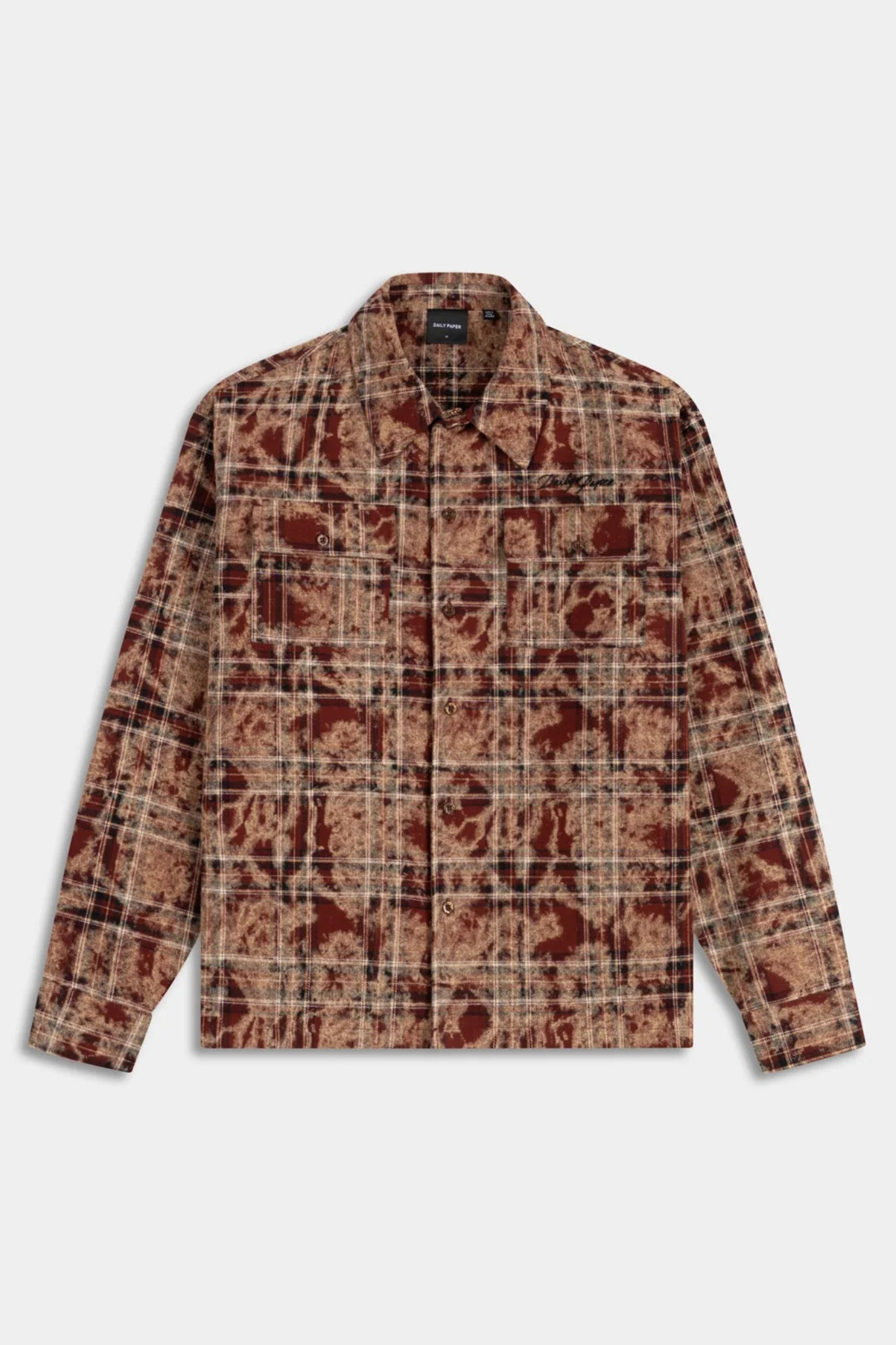 WASHED CHECK LS SHIRT - BURGUNDY