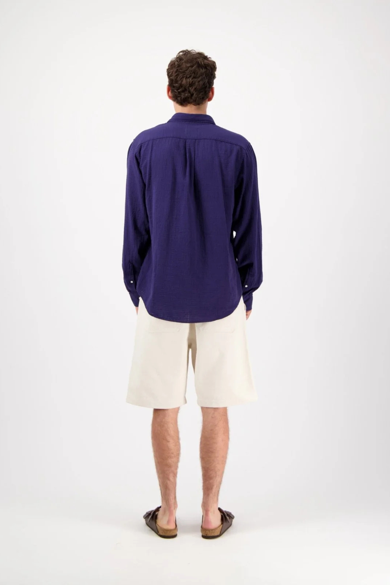 KONGA CRINKLE LONG SLEEVE SHIRT - NAVY