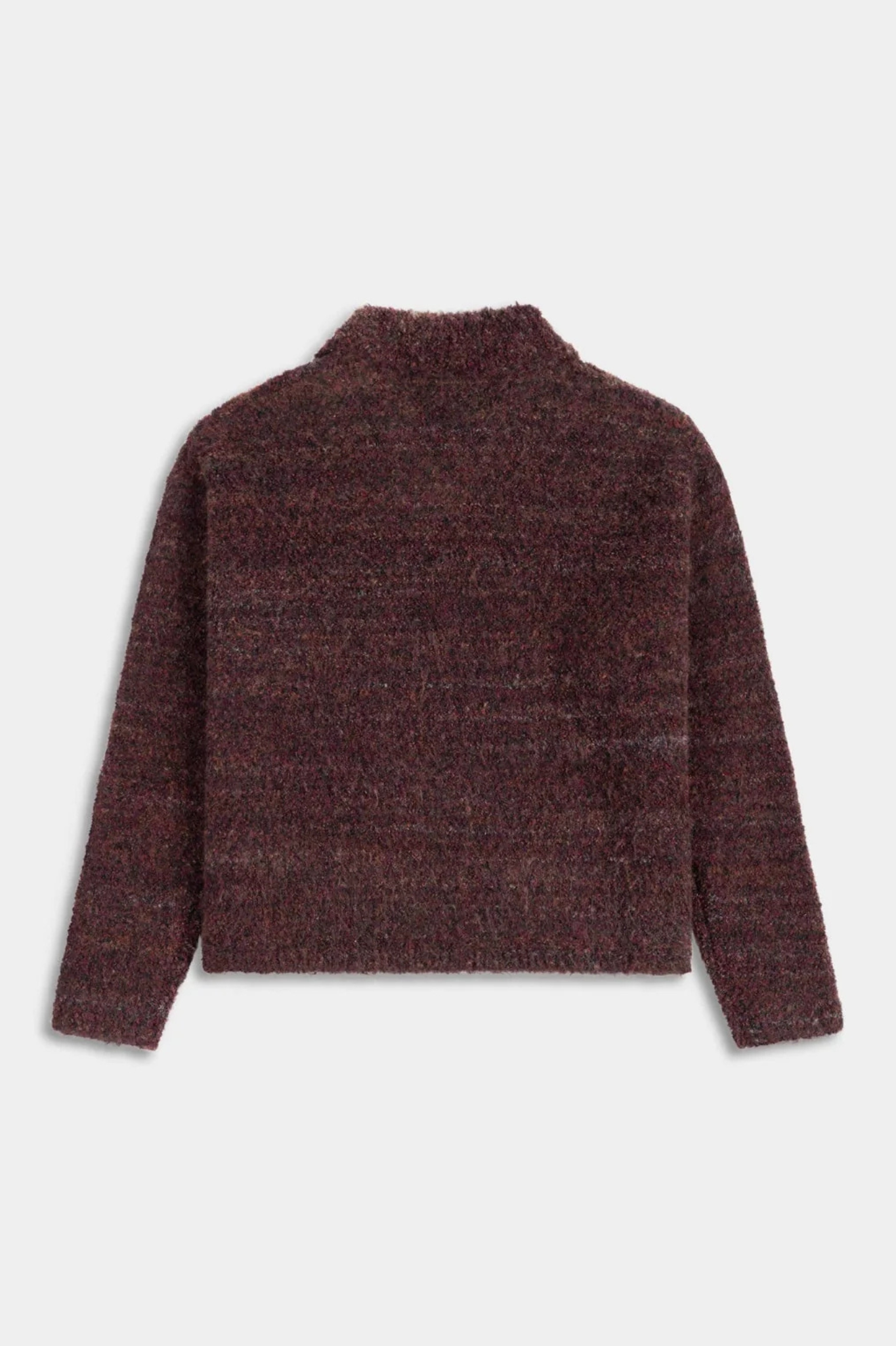 TEXTURED V NECK KNIT SWEATER - BURGUNDY