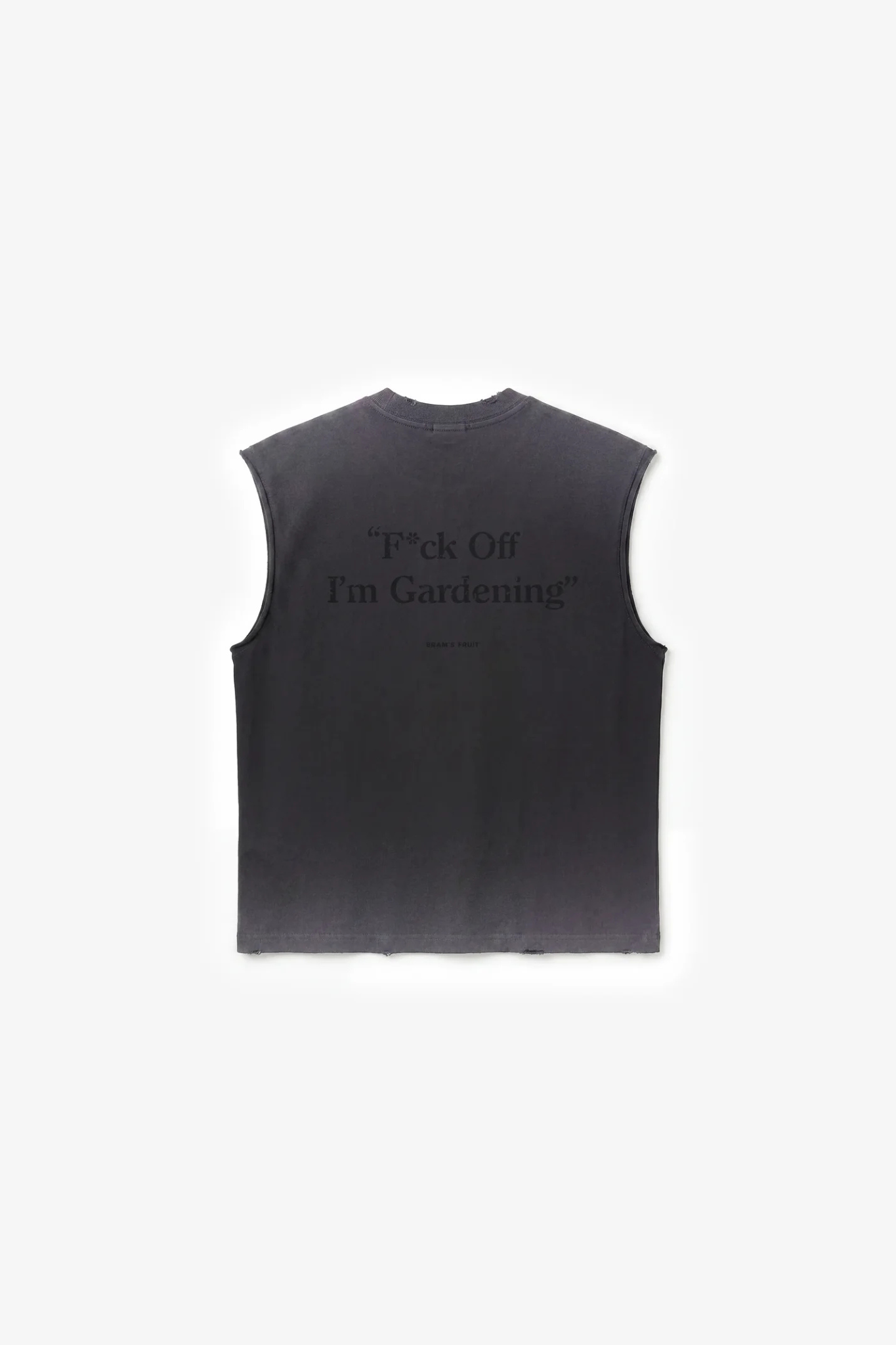 F*CK OFF SLEEVLESS DISTRESSED T-SHIRT - SHADOW BLACK