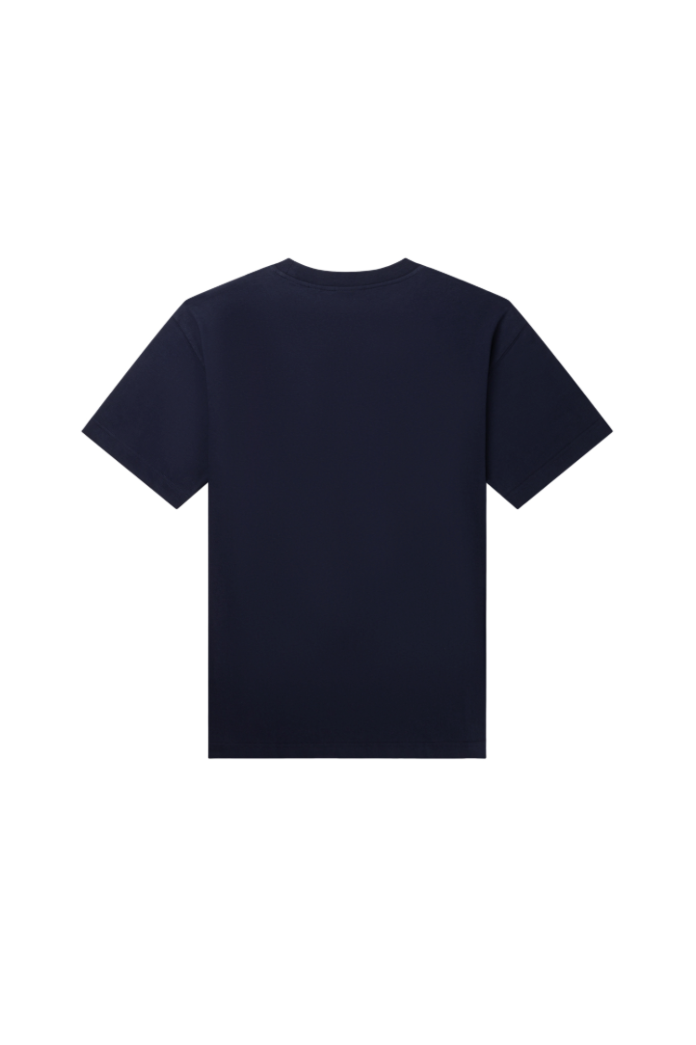 Daily Paper navy dotted logo tshirt with logo in light blue. Back flatlay view