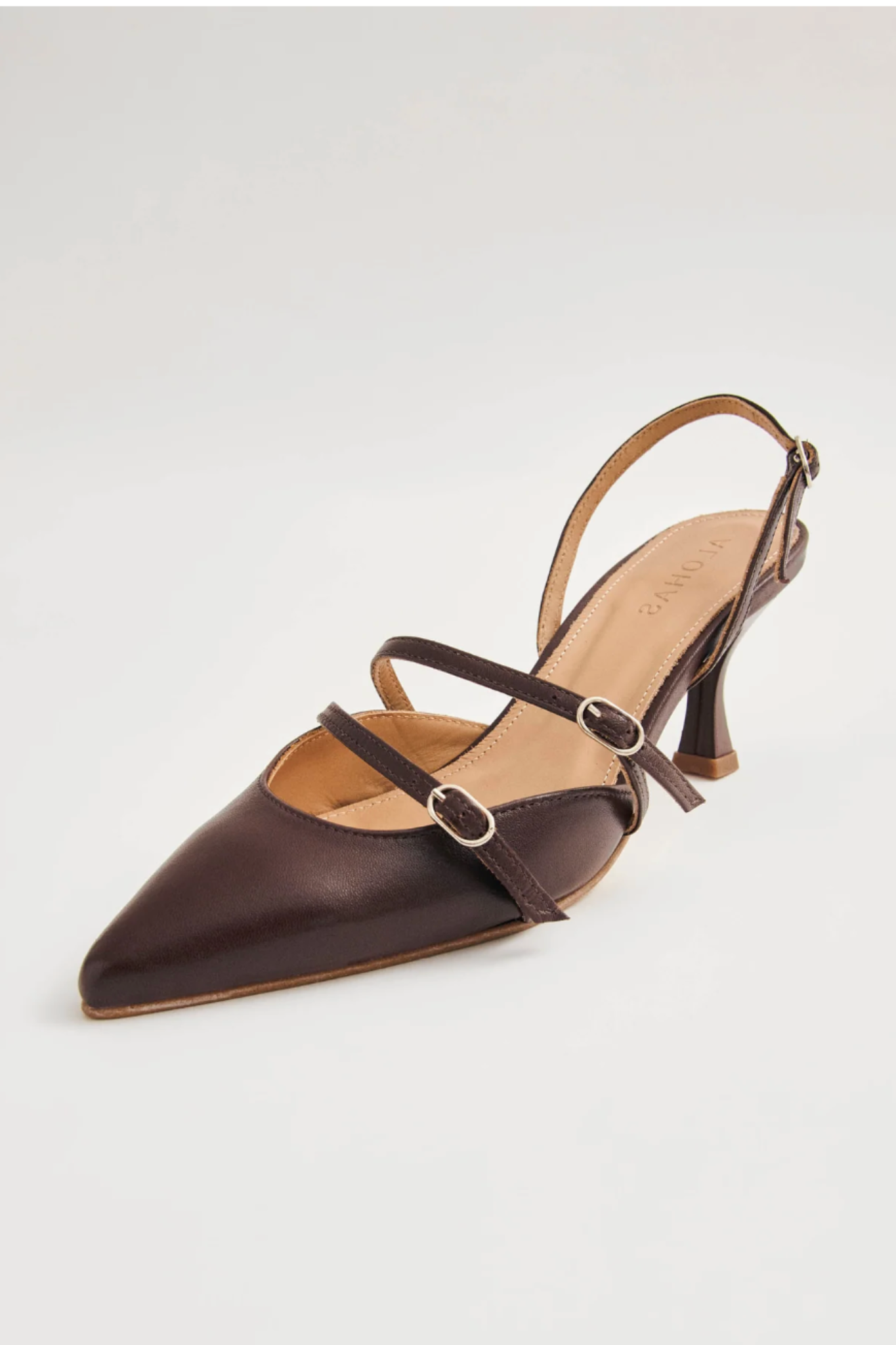 JOELLE LEATHER POINTED-TOE SHOES - BROWN