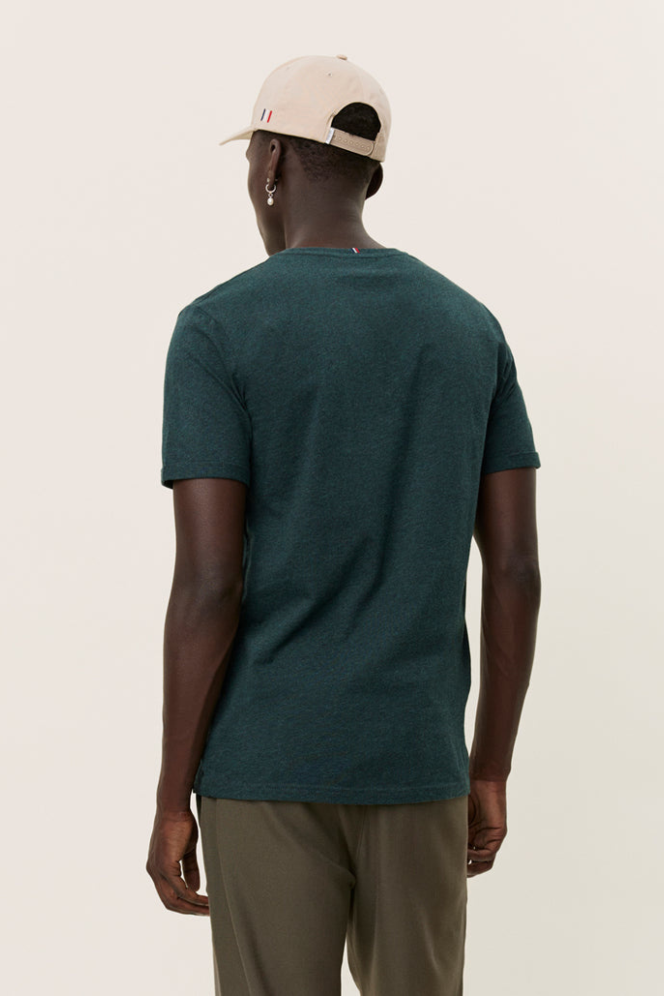 NORREGAARD T-SHIRT - PINE GREEN MELANGE/ORANGE