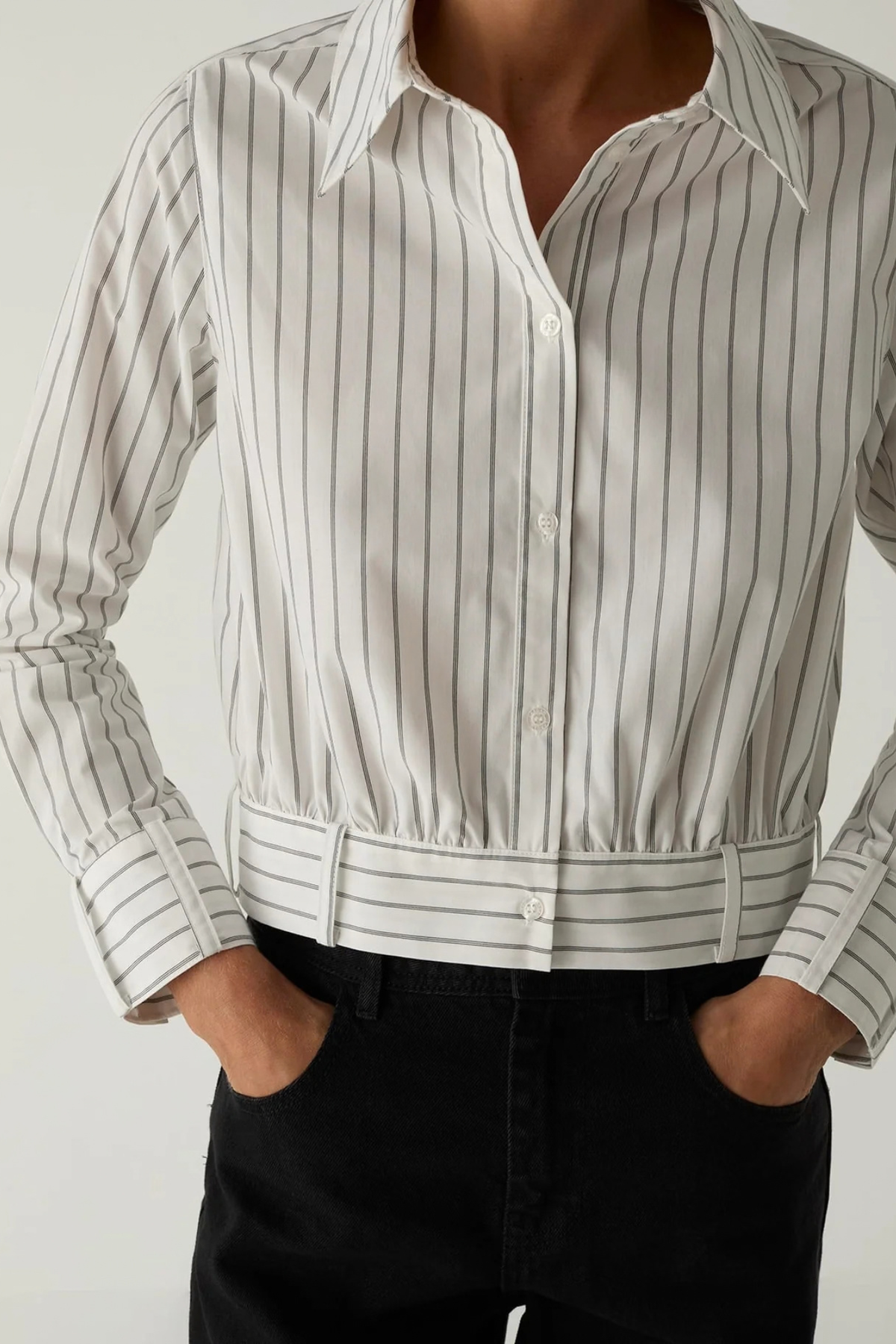 RYKA STRIPED SHIRT - WHITE
