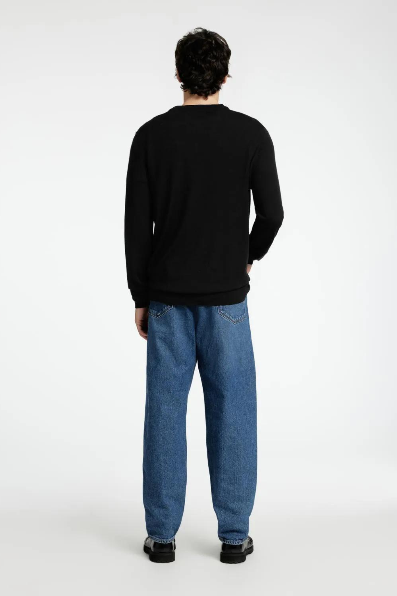 SLHTRAY LS KNIT MERINO CREW NECK - BLACK