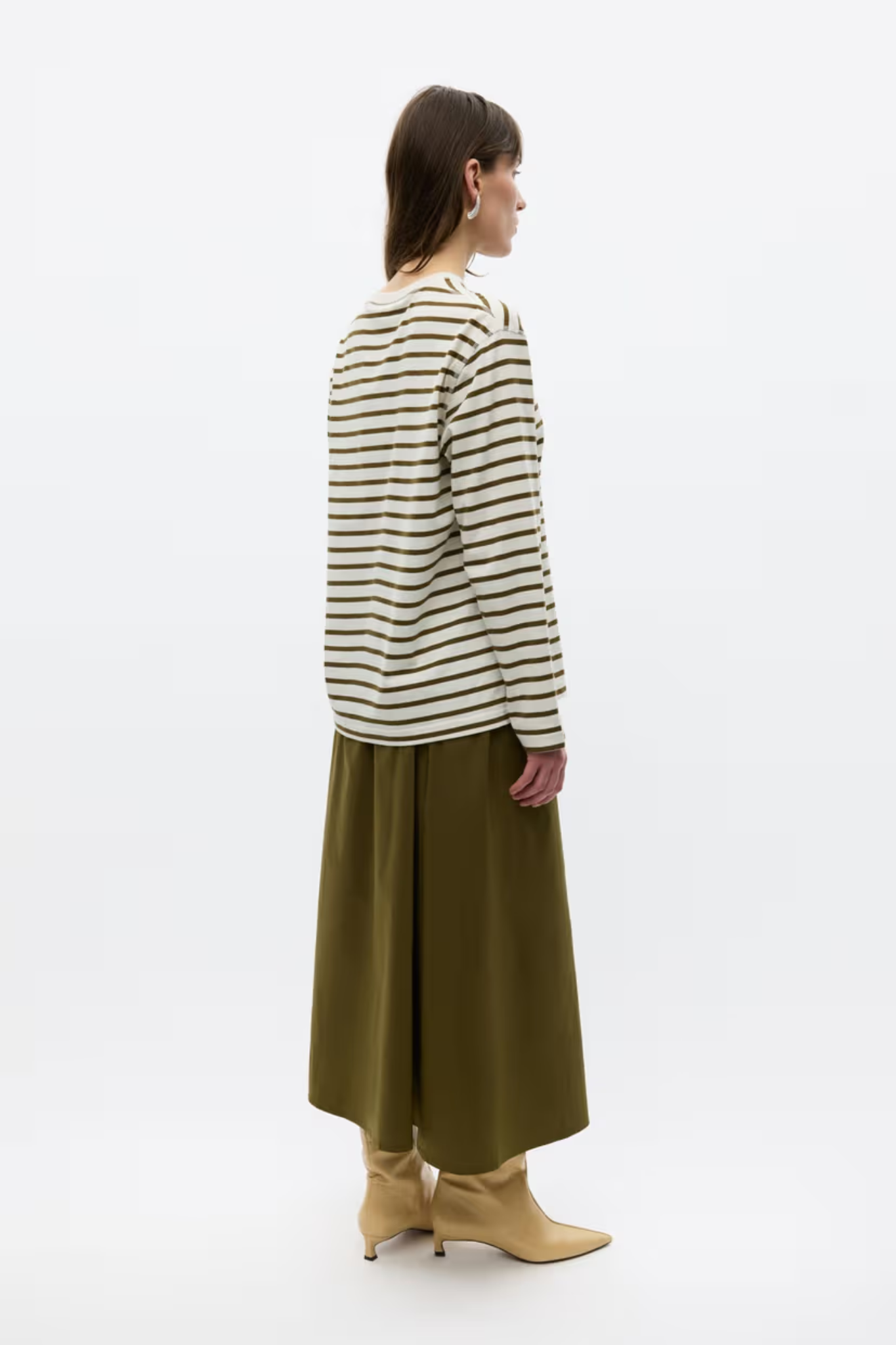 KULLA LS STRIPE T-SHIRT - OLIVE BIRCH STRIPE